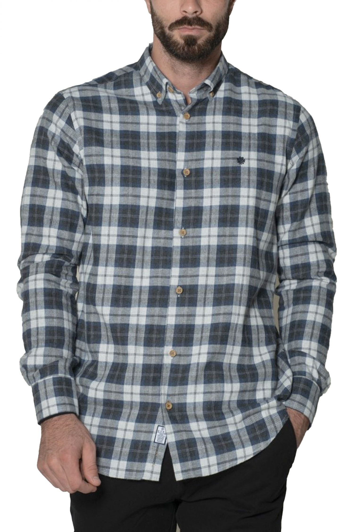 DORS ΠΟΥΚΑΜΙΣΟ BUTTON DOWN FLANNEL ΚΑΡΩ ΜΠΛΕ-ΓΚΡΙ φωτογραφία