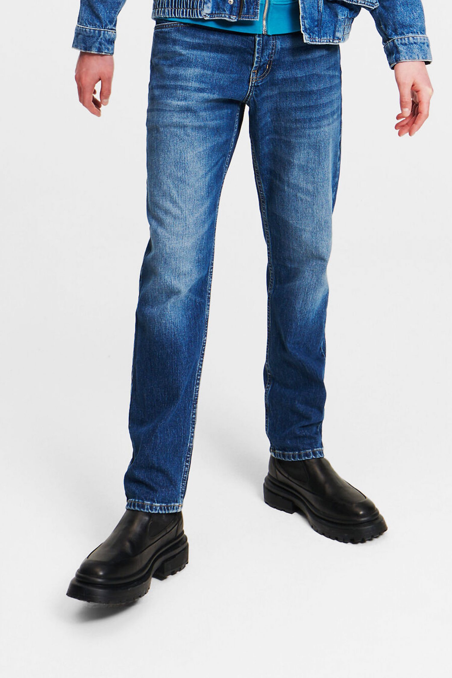 KARL LAGERFELD JEANS ΠΑΝΤΕΛΟΝΙ JEANS TAPERED ΑΝΟΙΧΤΟ ΜΠΛΕ