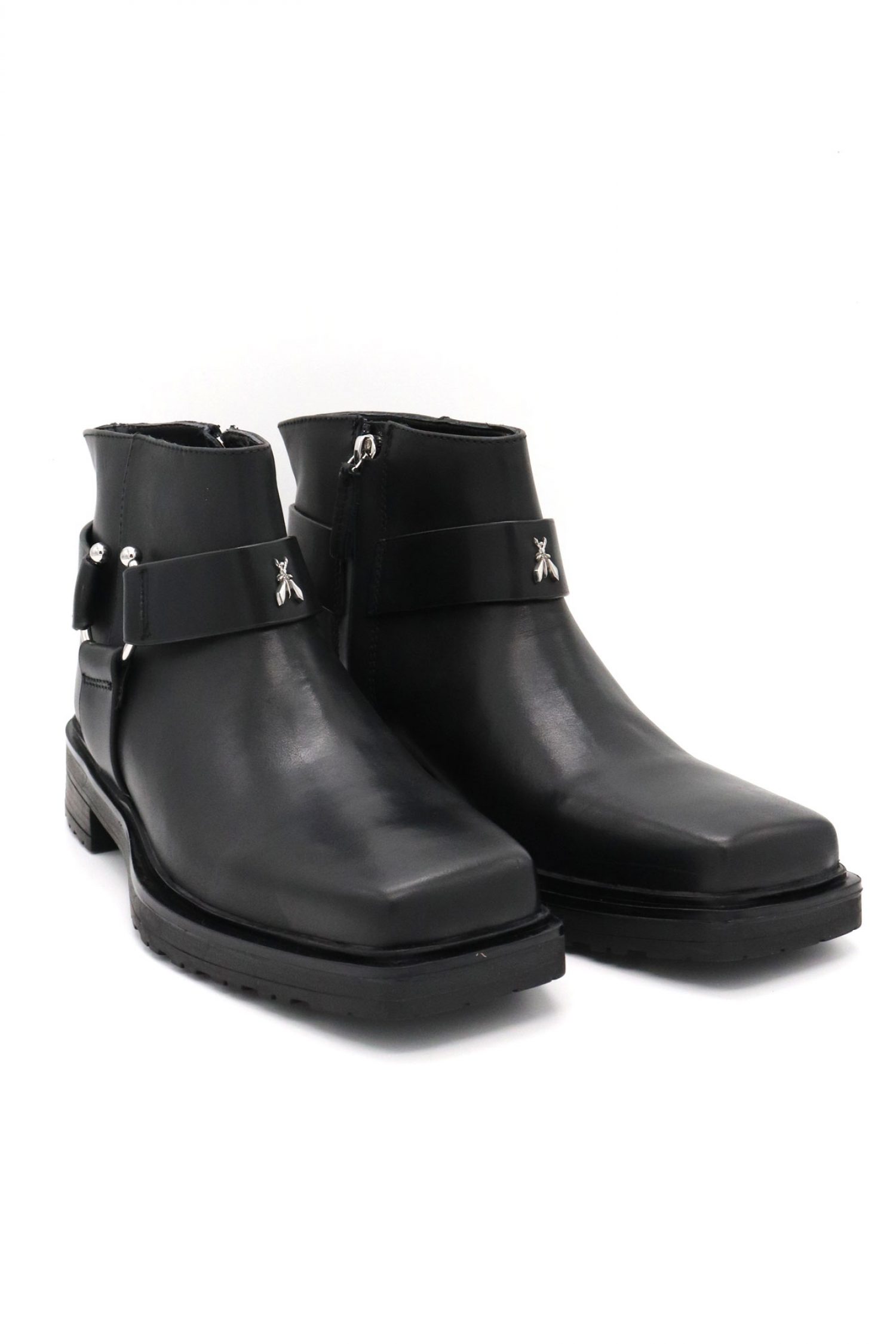 PATRIZIA PEPE ΠΑΠΟΥΤΣΙΑ ΜΠΟΤΑΚΙΑ ΦΕΡΜΟΥΑΡ LOGO ΜΑΥΡΟ