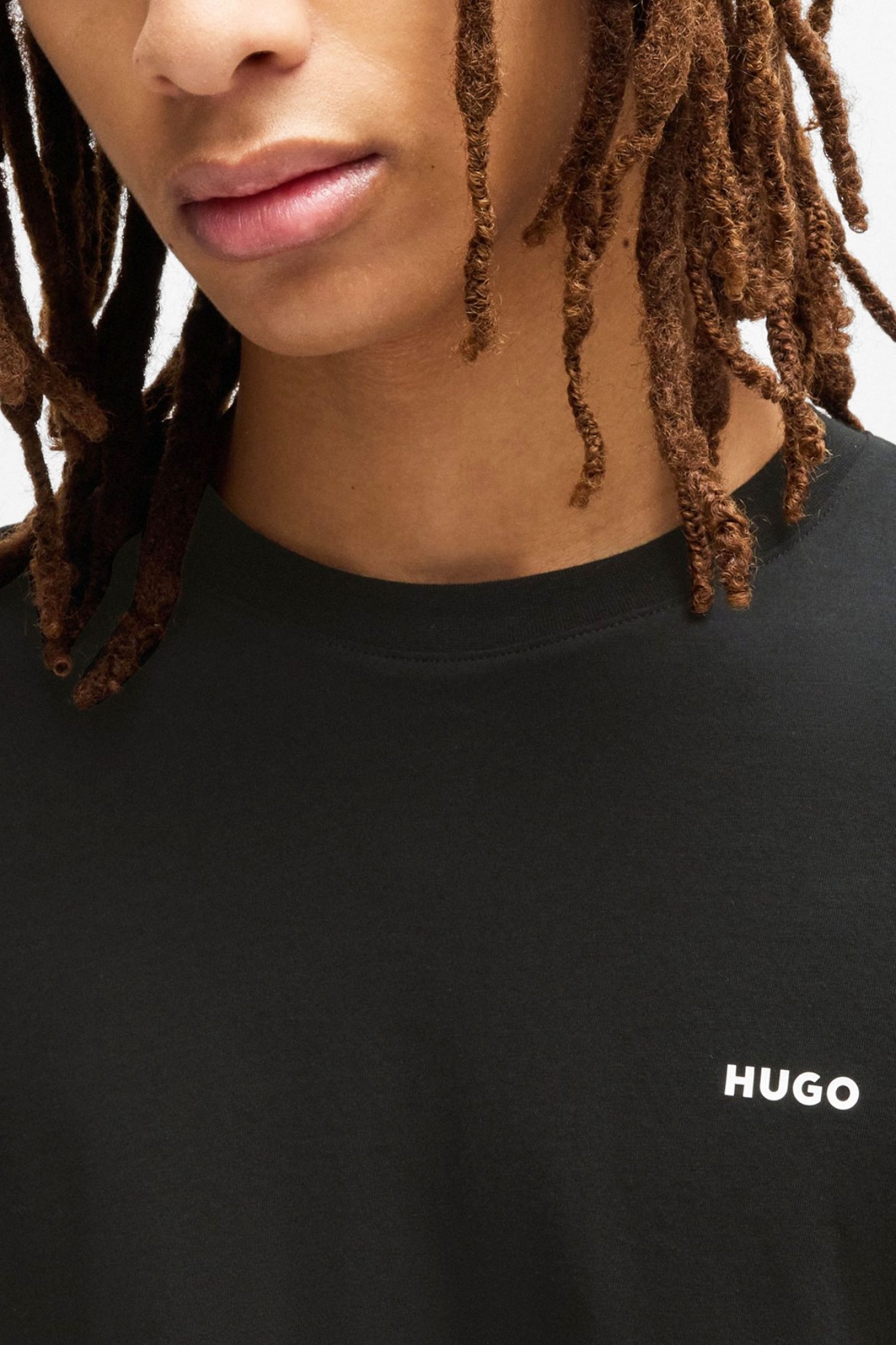 HUGO T-SHIRT DERO222 LOGO ΜΑΥΡΟ
