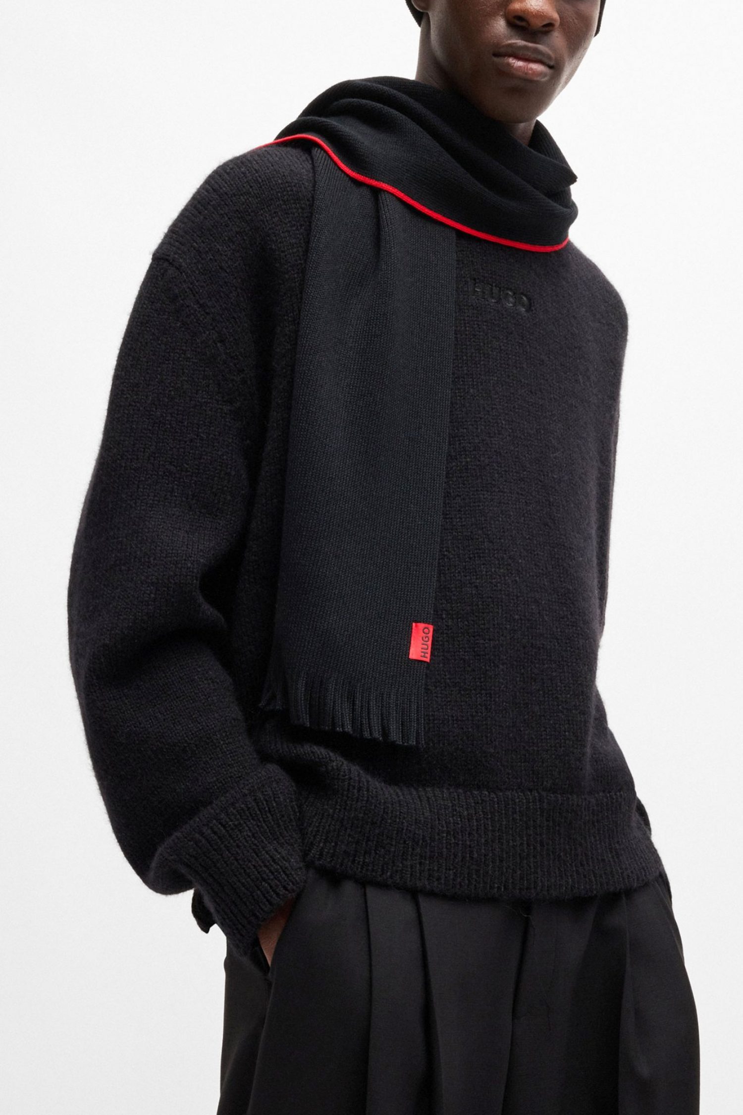 HUGO ΣΕΤ ΚΑΣΚΩΛ ΣΚΟΥΦΟΣ ZASCHEL SET LOGO ΜΑΥΡΟ φωτογραφία