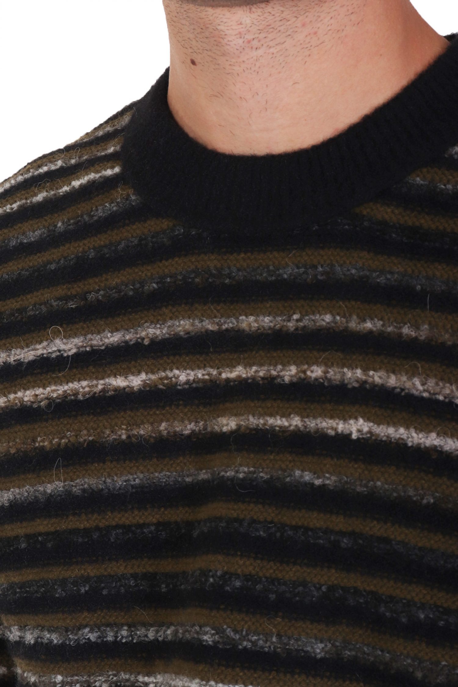 BOSS CASUAL ΠΛΕΚΤΟ CREW NECK ΡΙΓΕ ATUM ΜΑΥΡΟ φωτογραφία