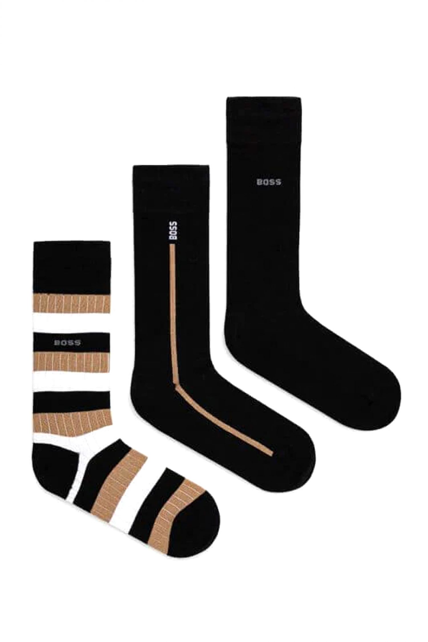 BOSS ΚΑΛΤΣΕΣ 3P RS FINE RIB CC ΡΙΓΕ ΜΑΥΡΟ-ΜΠΕΖ-ΛΕΥΚΟ