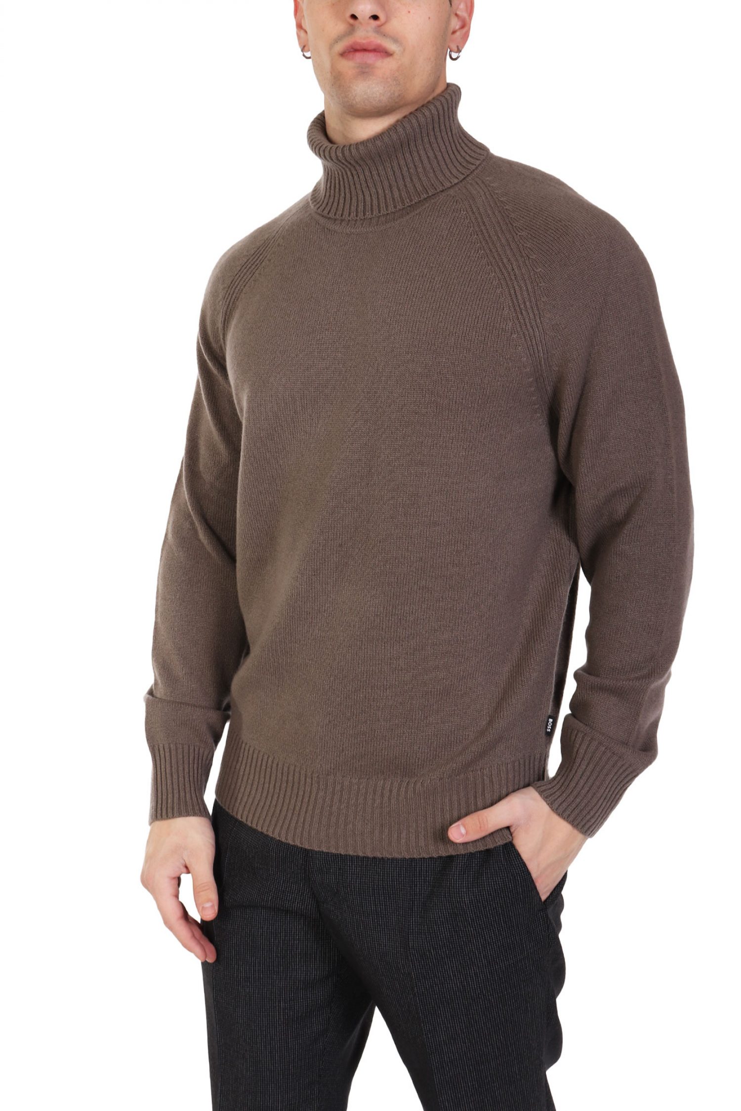 BOSS ΠΛΕΚΤΟ TURTLE NECK H-ELOGICO ΓΚΡΙ-ΧΑΚΙ