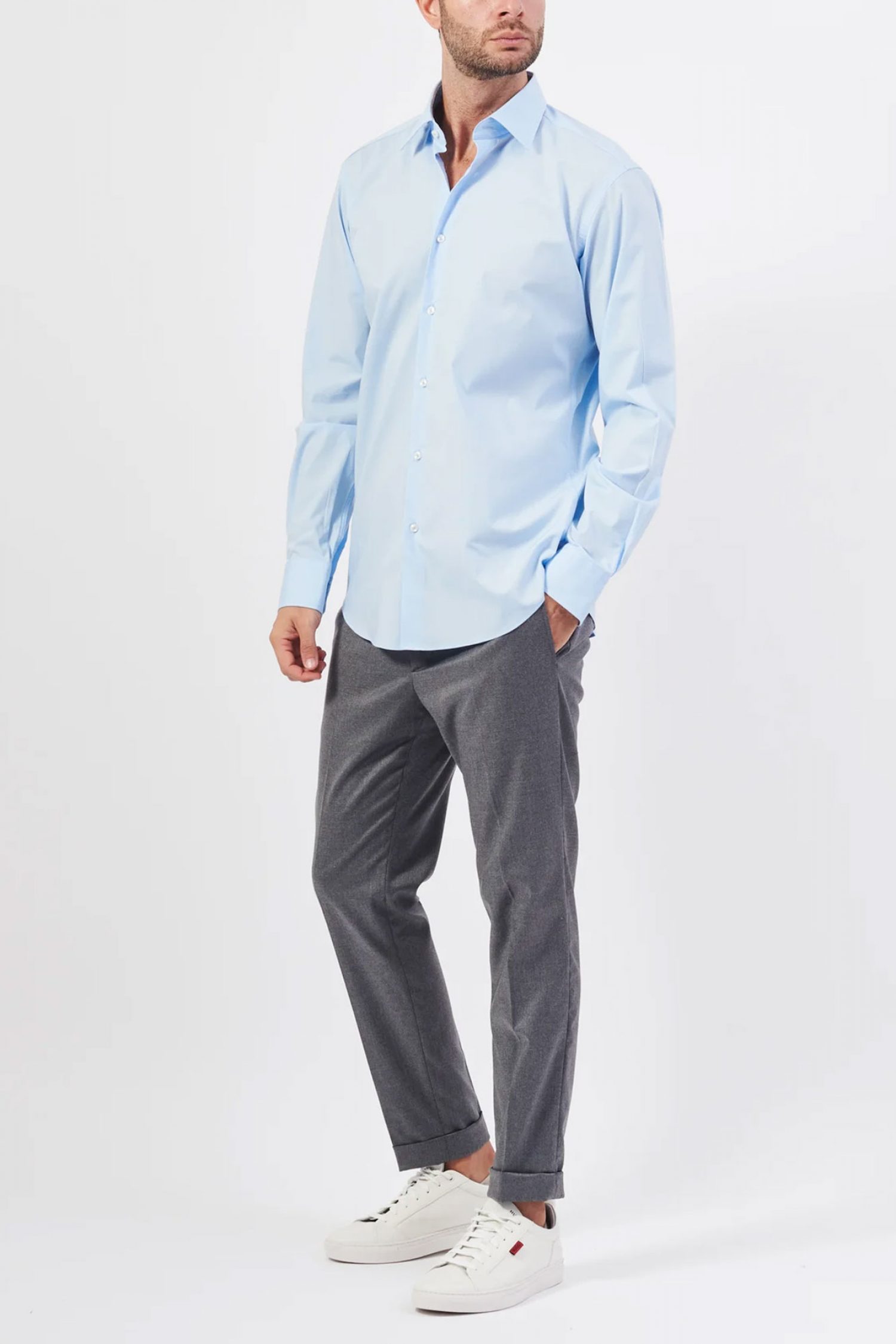 BOSS ΠΟΥΚΑΜΙΣΟ REGULAR FIT H-JOE-KENT-C3-214 EASY IRON STRETCH ΣΙΕΛ