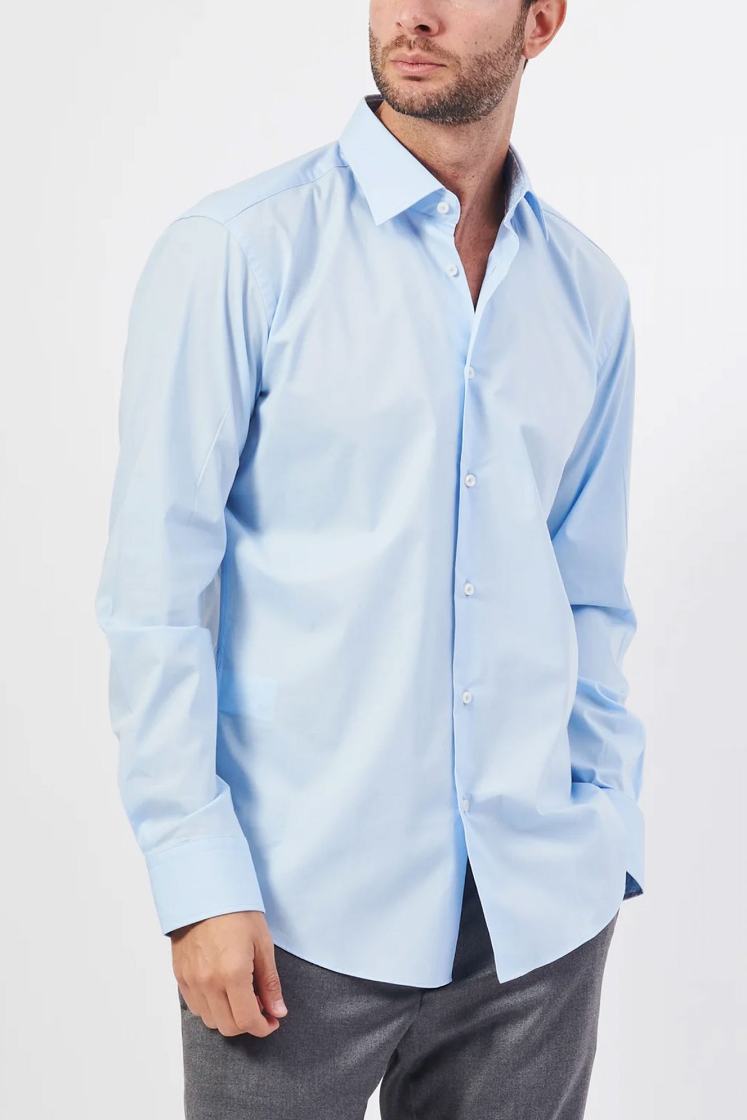 BOSS ΠΟΥΚΑΜΙΣΟ REGULAR FIT H-JOE-KENT-C3-214 EASY IRON STRETCH ΣΙΕΛ