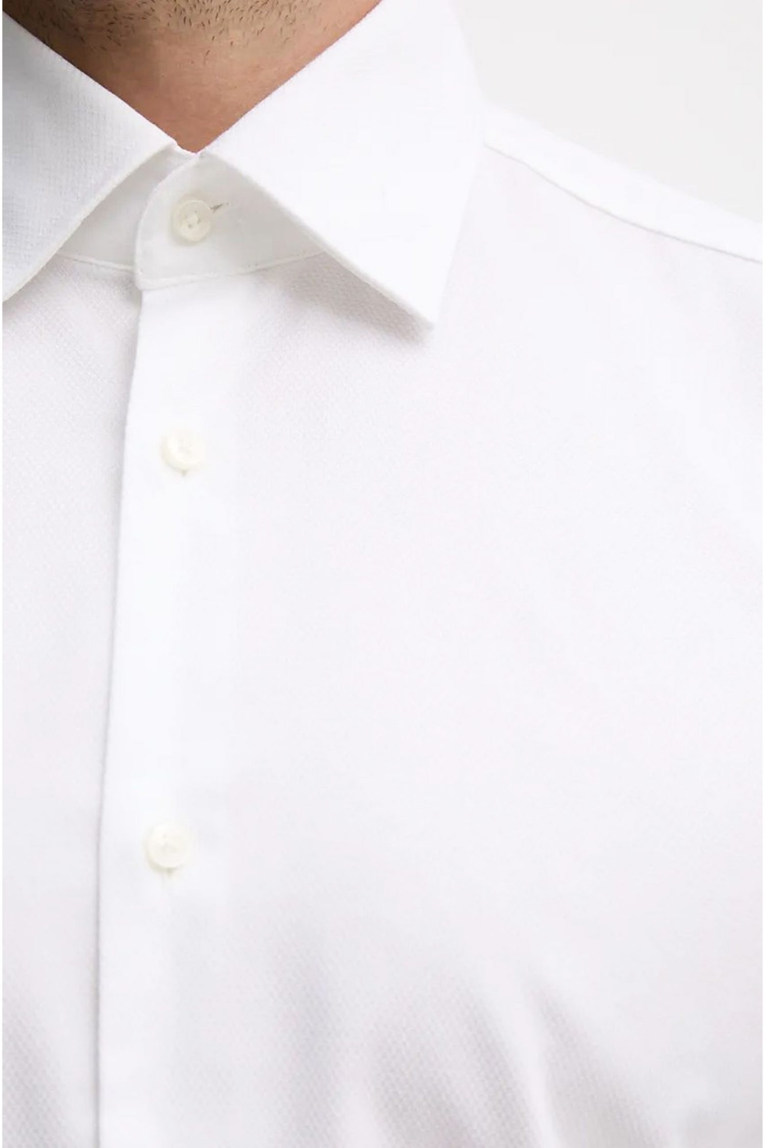 BOSS ΠΟΥΚΑΜΙΣΟ ΜΙΚΡΟΣΧΕΔΙΟ SLIM FIT EASY IRON ΔΙΑΜΑΝΤΕ H-HANK-KENT-C1-214 ΛΕΥΚΟ