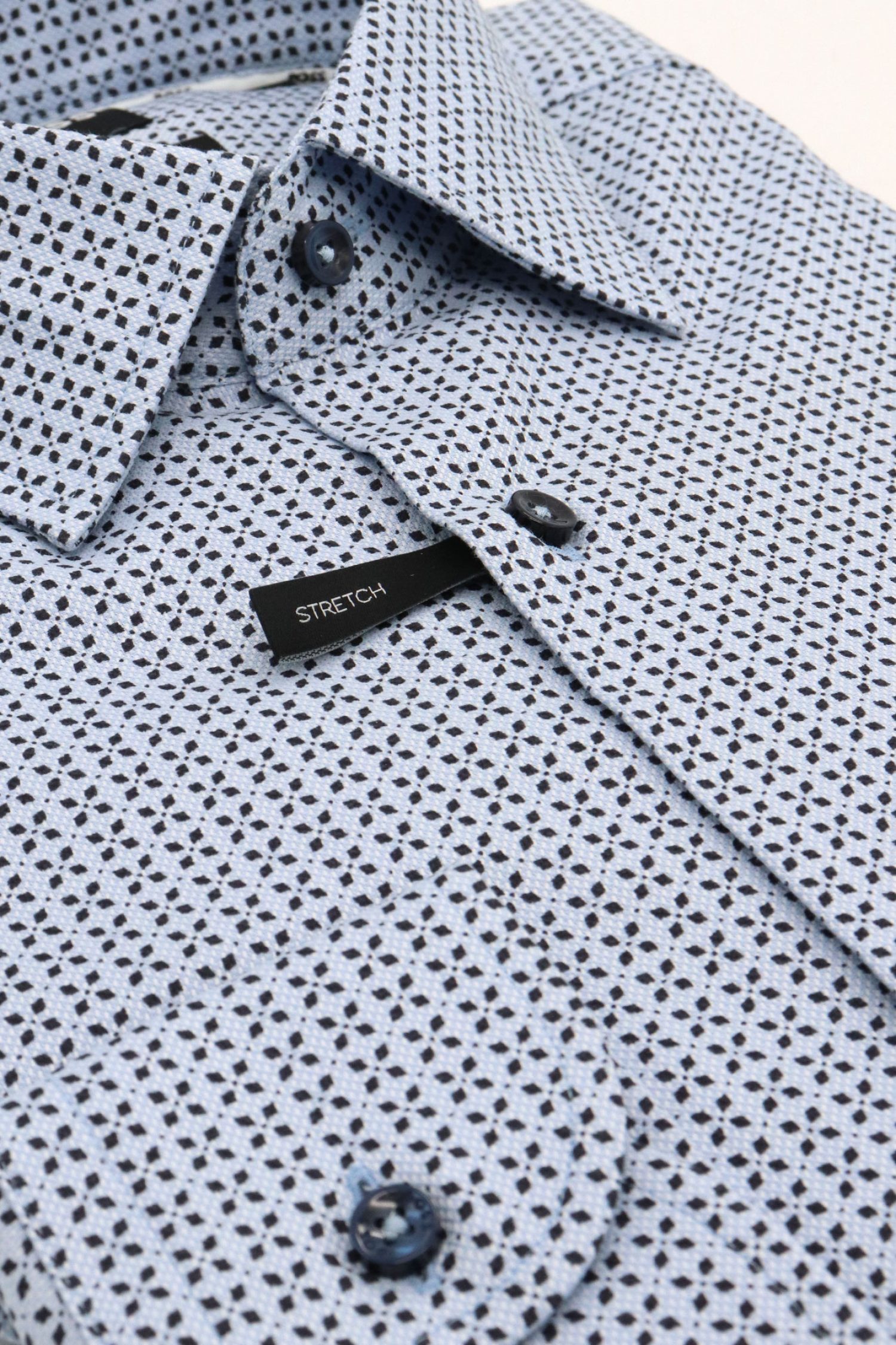 BOSS ΠΟΥΚΑΜΙΣΟ ΜΙΚΡΟΣΧΕΔΙΟ SLIM FIT STRETCH H-HANK-KENT-C1-214 ΣΙΕΛ-ΜΠΛΕ