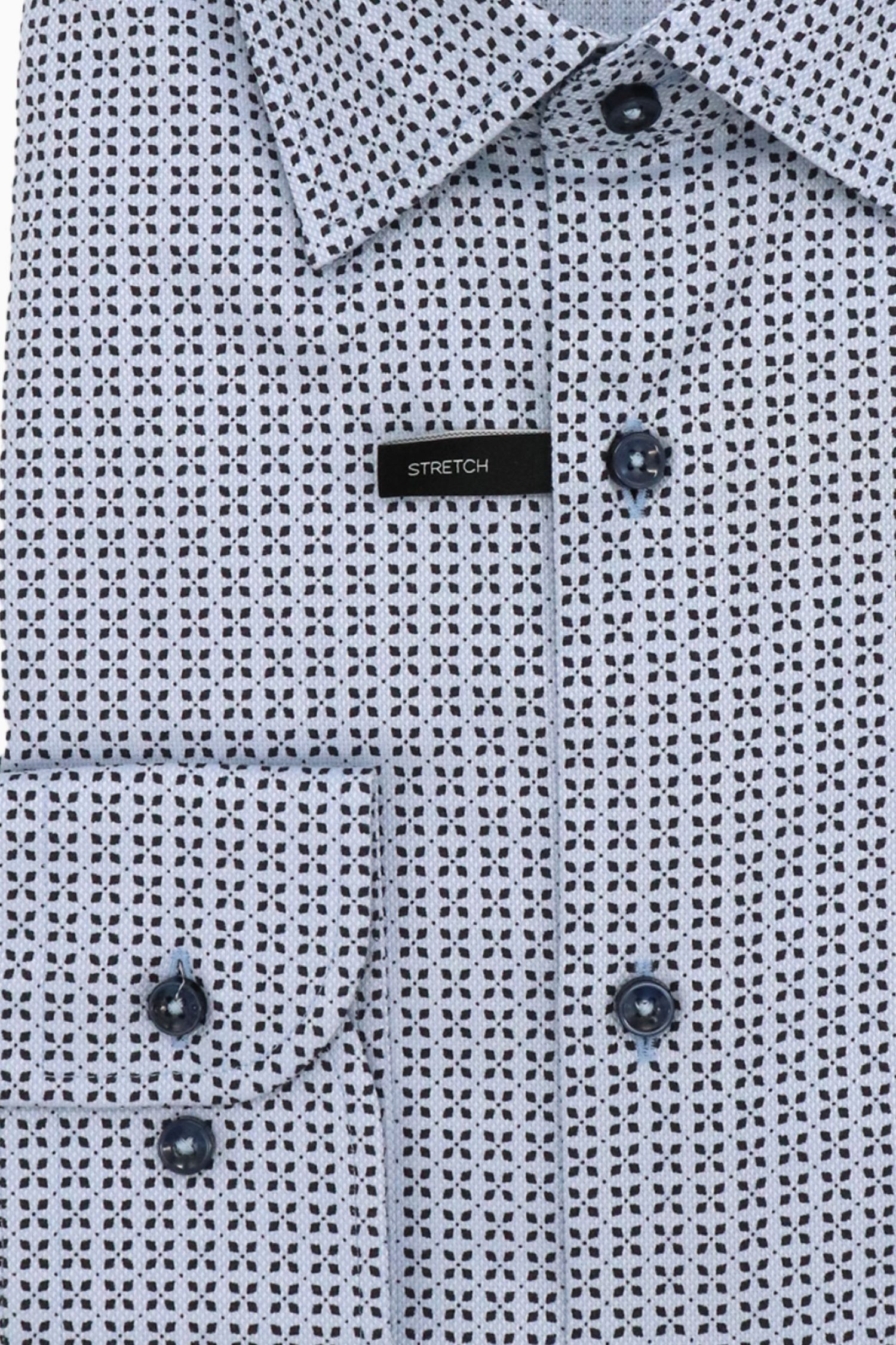 BOSS ΠΟΥΚΑΜΙΣΟ ΜΙΚΡΟΣΧΕΔΙΟ SLIM FIT STRETCH H-HANK-KENT-C1-214 ΣΙΕΛ-ΜΠΛΕ