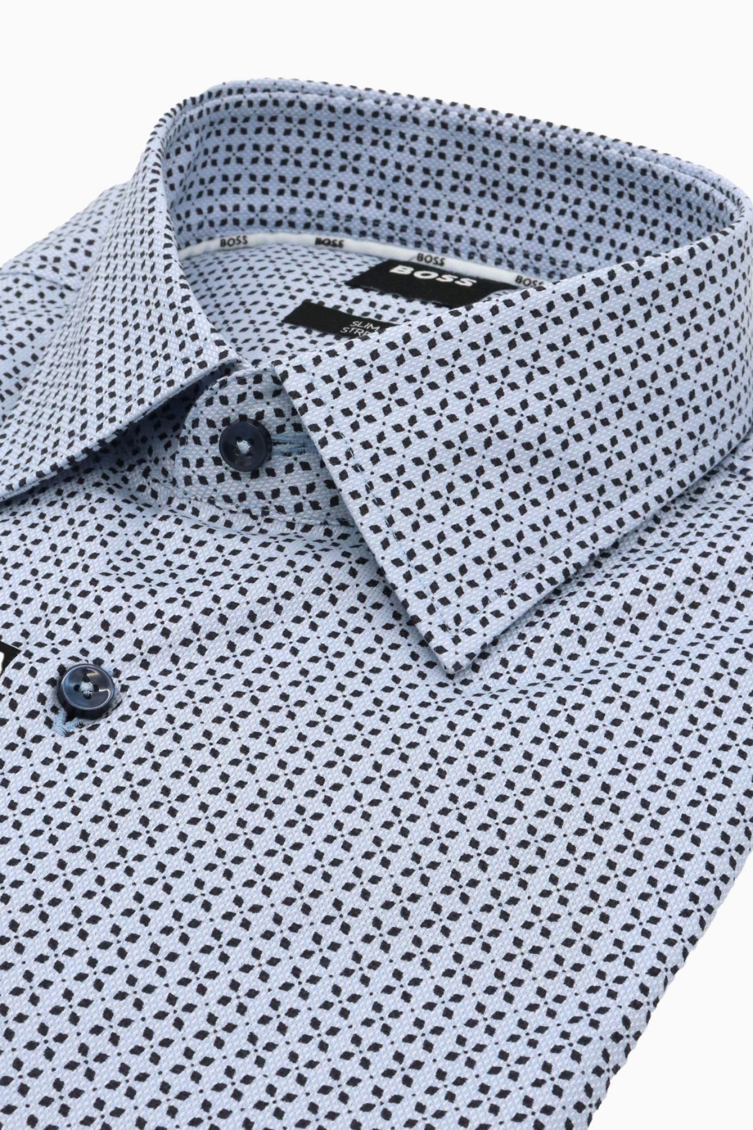 BOSS ΠΟΥΚΑΜΙΣΟ ΜΙΚΡΟΣΧΕΔΙΟ SLIM FIT STRETCH H-HANK-KENT-C1-214 ΣΙΕΛ-ΜΠΛΕ φωτογραφία