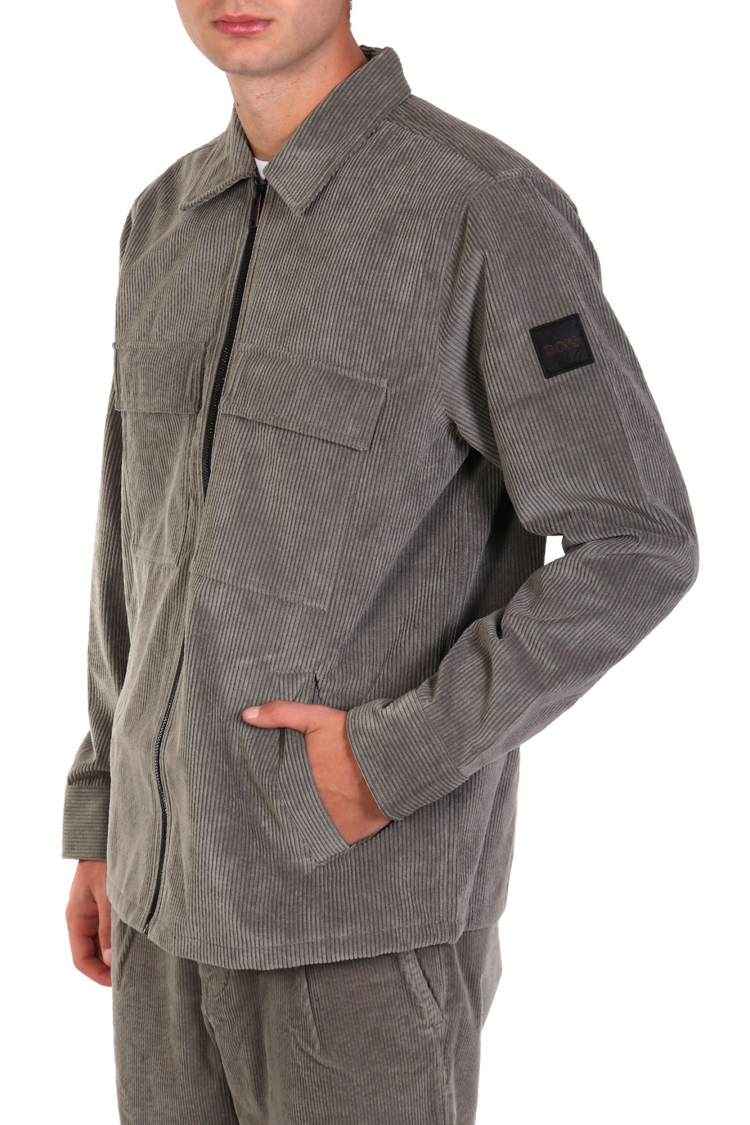 BOSS CASUAL ΠΟΥΚΑΜΙΣΟ ΚΟΤΛΕ FULLZIP LOZZY M ΓΚΡΙ