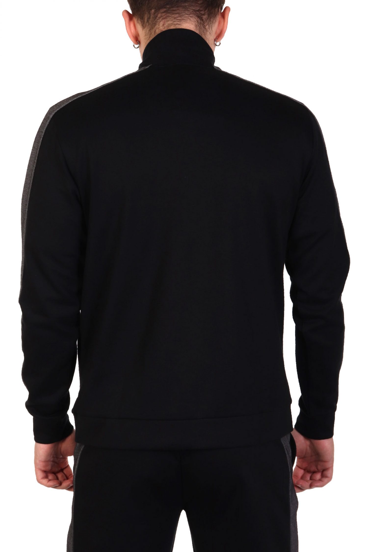 BOSS HOMEWEAR ΦΟΥΤΕΡ FULLZIP TRACKSUIT 1/4 JACKET ΜΑΥΡΟ