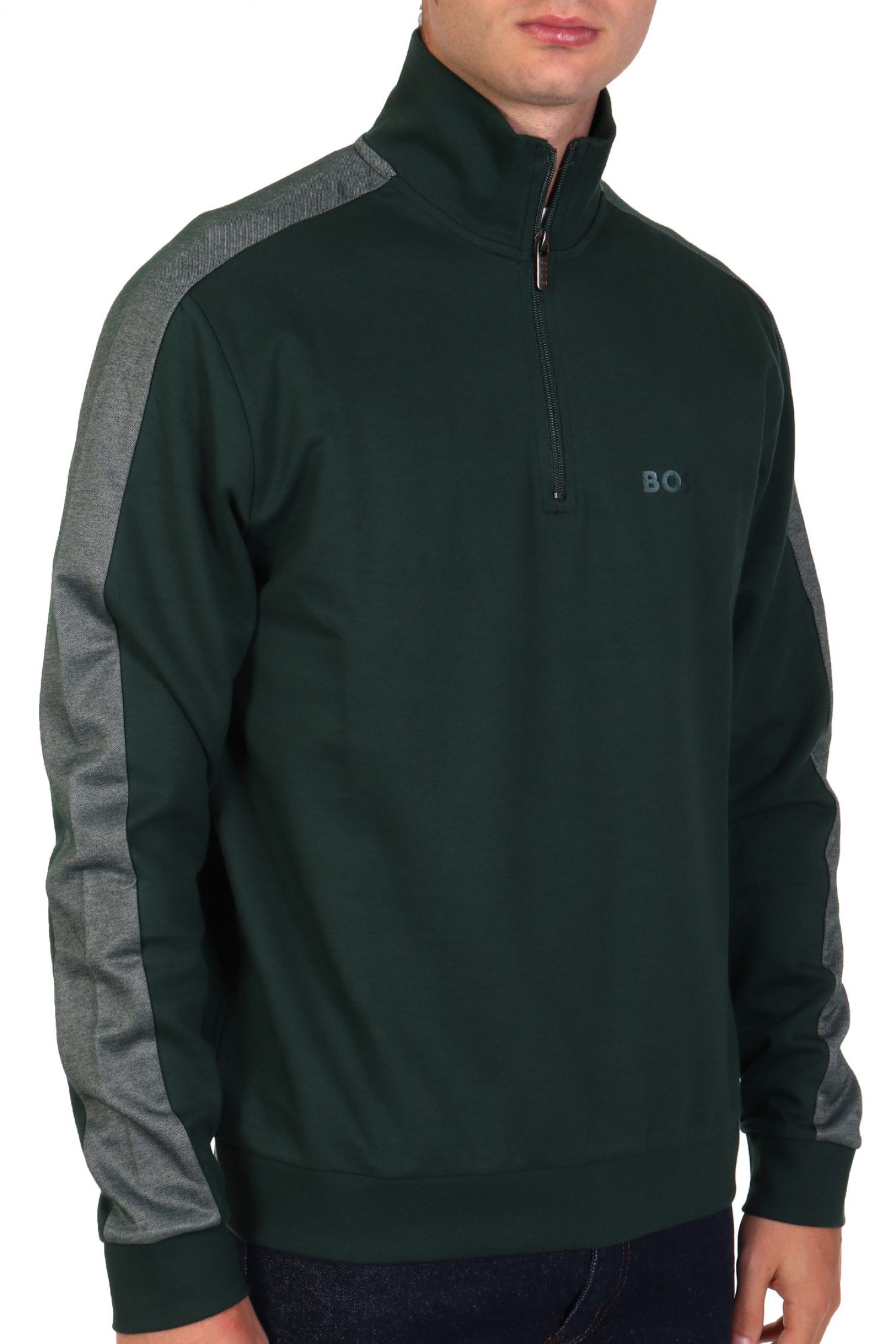 BOSS HOMEWEAR ΦΟΥΤΕΡ FULLZIP TRACKSUIT 1/4 JACKET ΠΡΑΣΙΝΟ