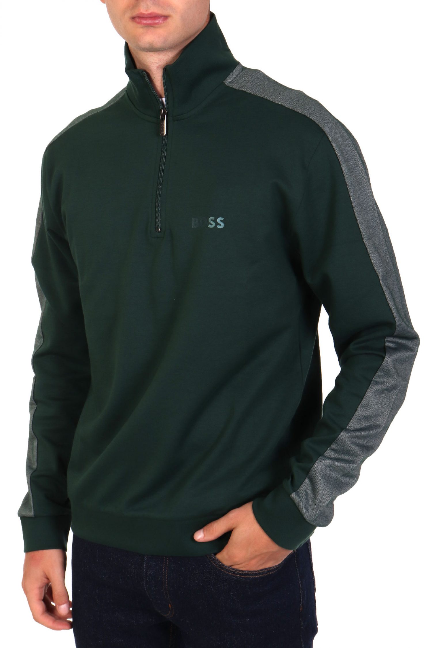 BOSS HOMEWEAR ΦΟΥΤΕΡ FULLZIP TRACKSUIT 1/4 JACKET ΠΡΑΣΙΝΟ