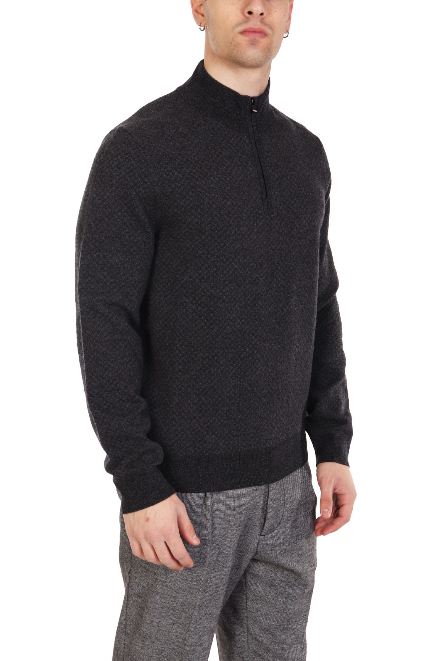 BOSS ΠΛΕΚΤΟ HALFZIP H-ELTORINO ΑΝΘΡΑΚΙ