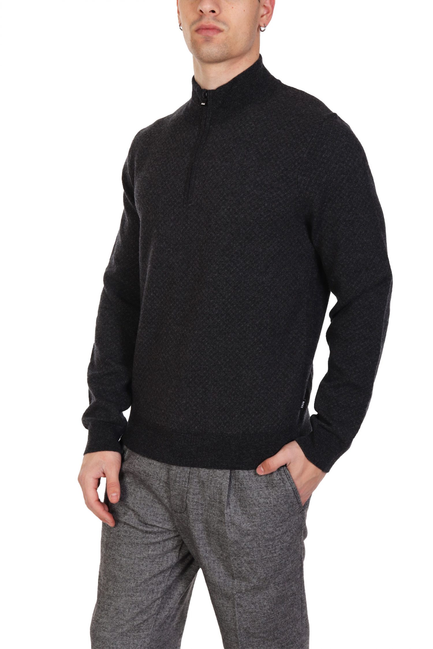 BOSS ΠΛΕΚΤΟ HALFZIP H-ELTORINO ΑΝΘΡΑΚΙ