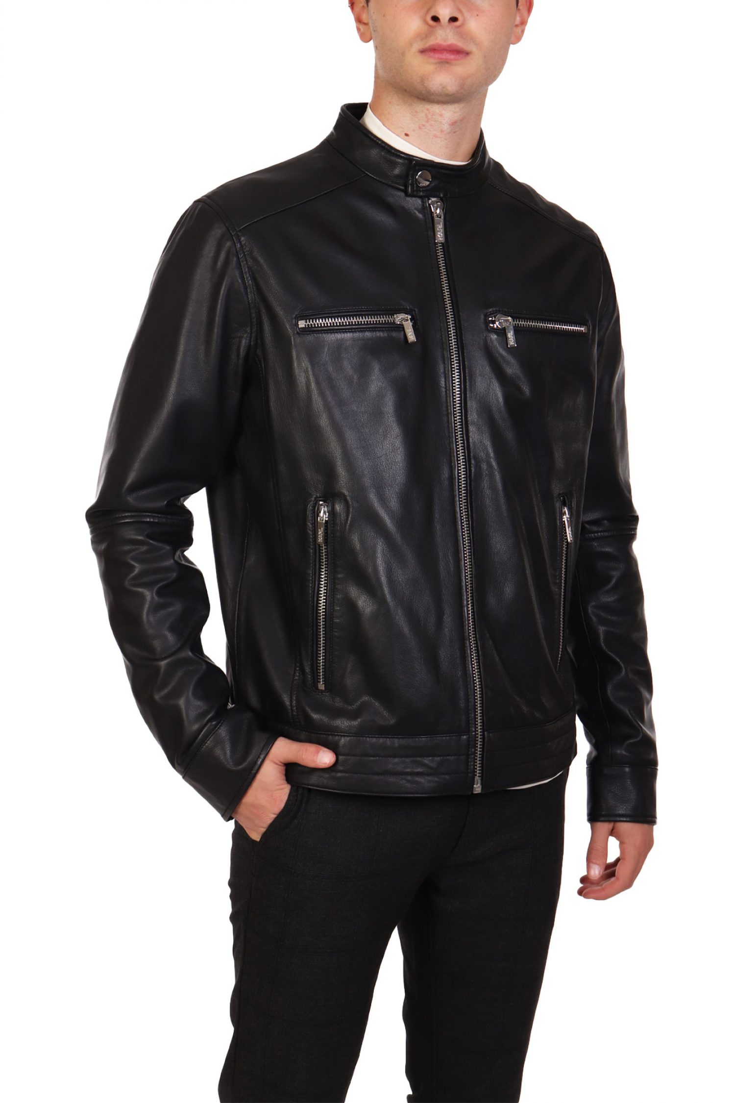 KARL LAGERFELD ΜΠΟΥΦΑΝ ΔΕΡΜΑ BIKER ΜΑΥΡΟ φωτογραφία