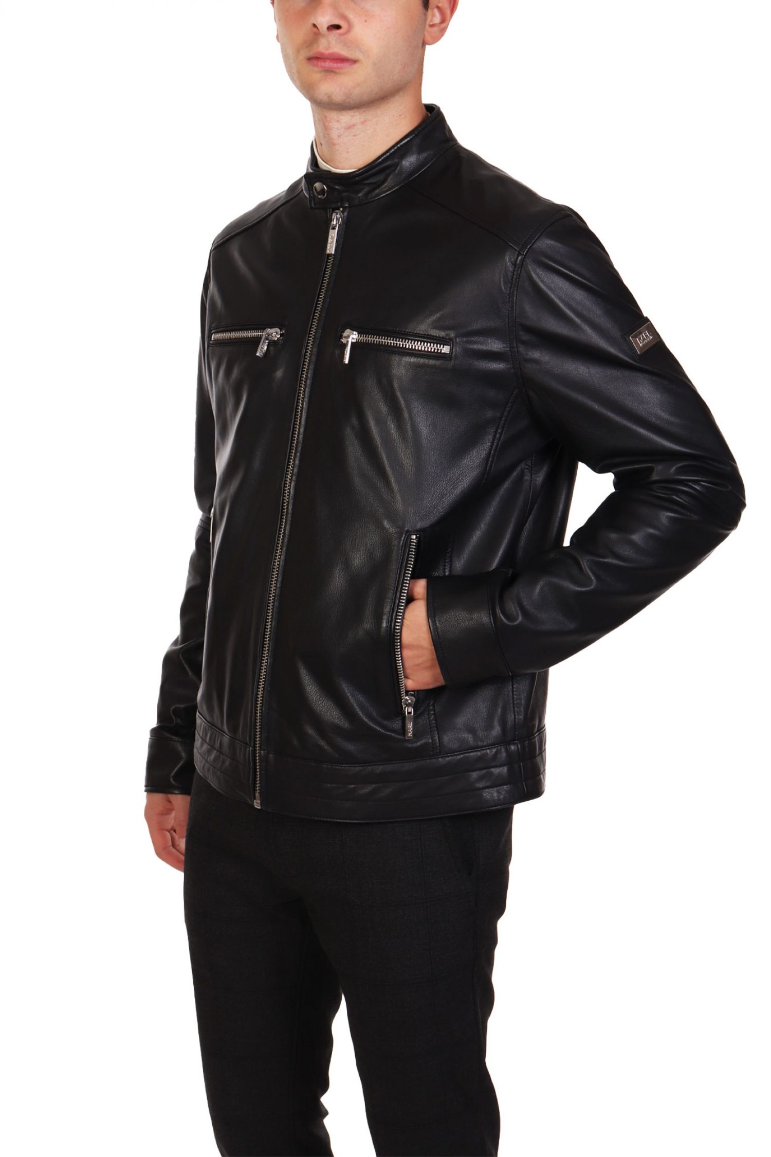 KARL LAGERFELD ΜΠΟΥΦΑΝ ΔΕΡΜΑ BIKER ΜΑΥΡΟ φωτογραφία