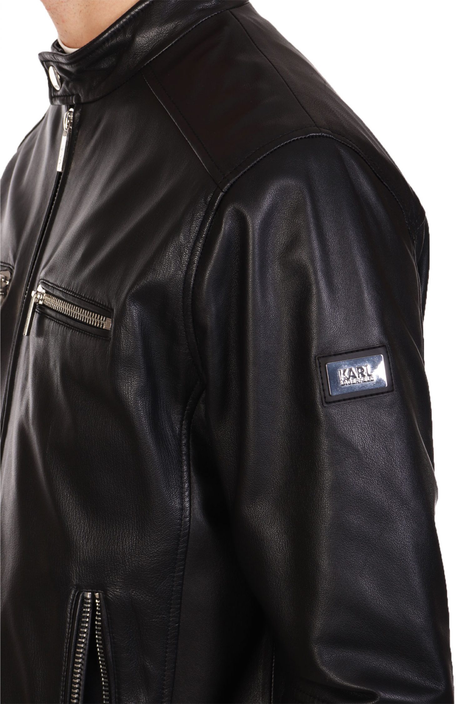 KARL LAGERFELD ΜΠΟΥΦΑΝ ΔΕΡΜΑ BIKER ΜΑΥΡΟ φωτογραφία