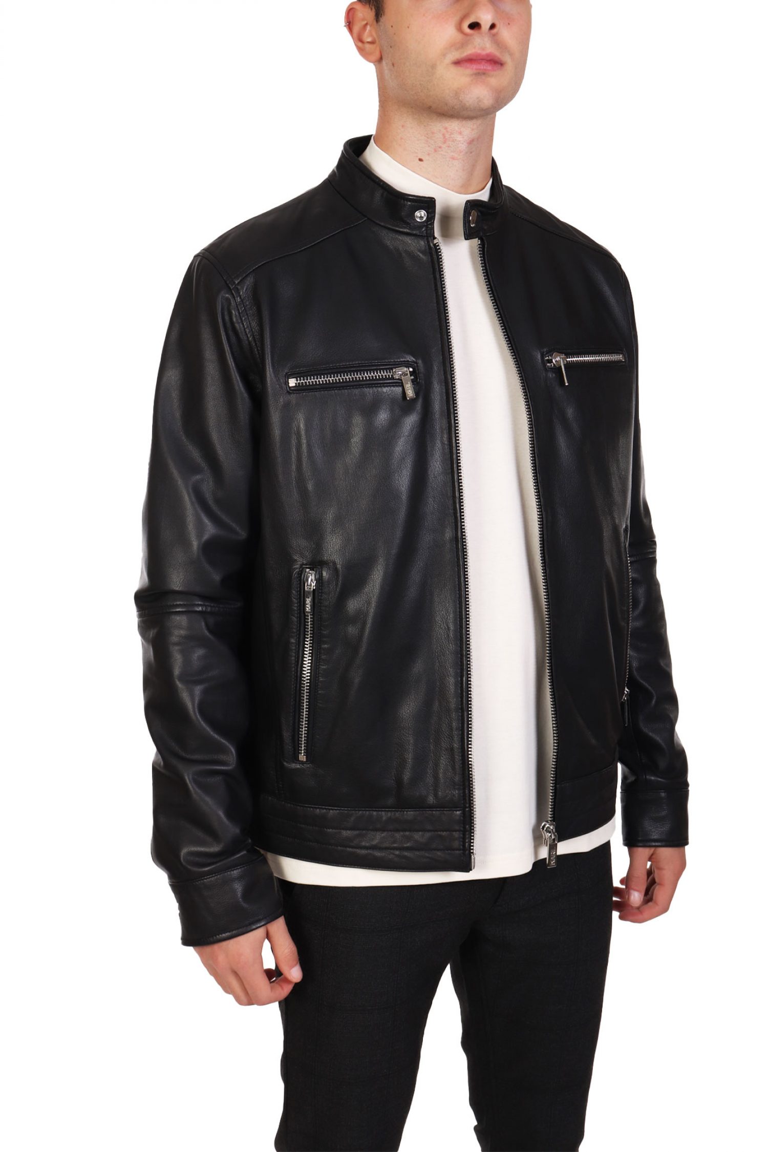 KARL LAGERFELD ΜΠΟΥΦΑΝ ΔΕΡΜΑ BIKER ΜΑΥΡΟ φωτογραφία