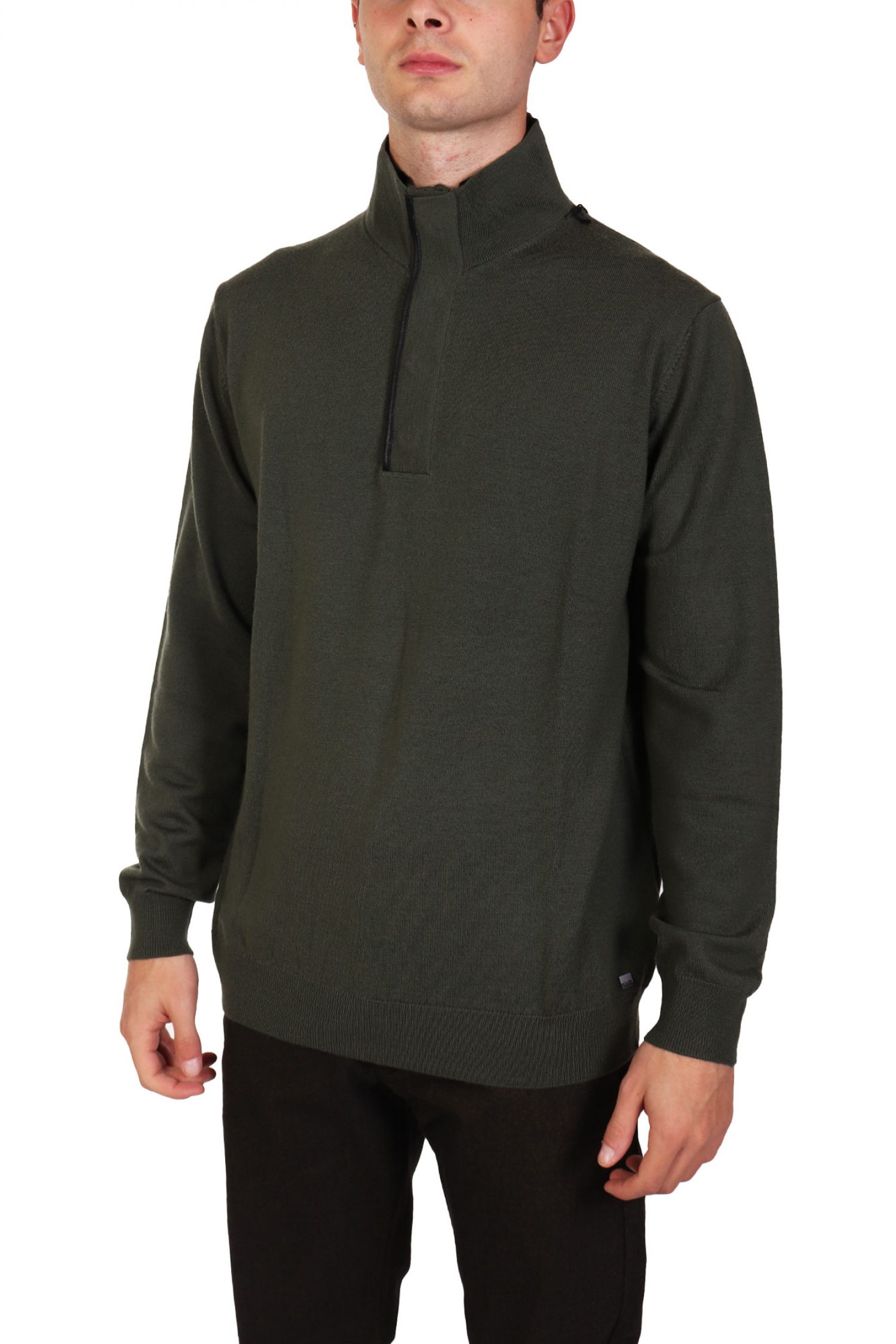 KARL LAGERFELD ΠΛΕΚΤΟ HALFBUTTON TROYER ΧΑΚΙ