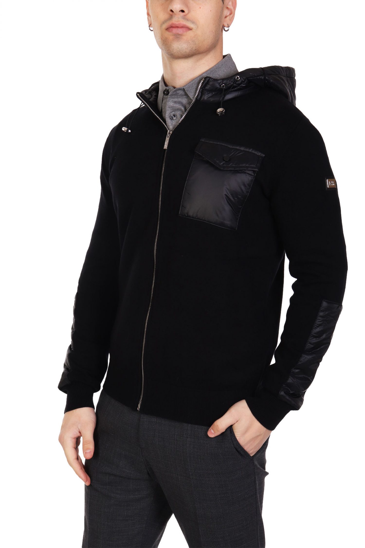 KARL LAGERFELD ΠΛΕΚΤΟ ZIPHOOD LOGO POCKET ΜΑΥΡΟ φωτογραφία