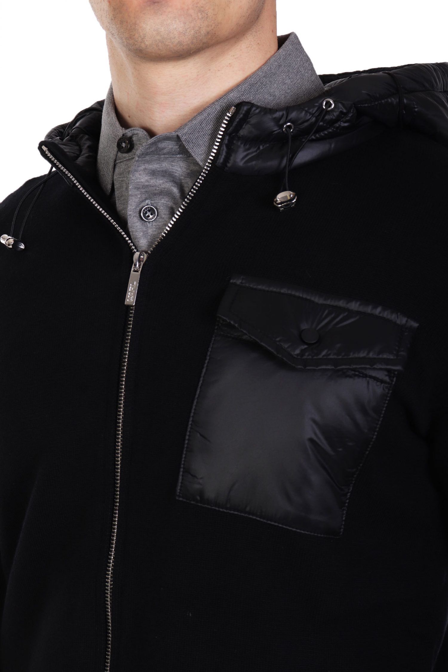 KARL LAGERFELD ΠΛΕΚΤΟ ZIPHOOD LOGO POCKET ΜΑΥΡΟ φωτογραφία