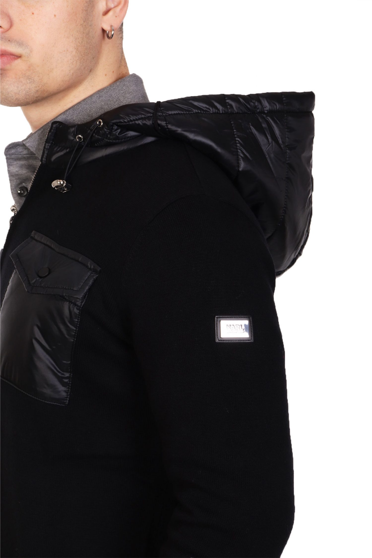 KARL LAGERFELD ΠΛΕΚΤΟ ZIPHOOD LOGO POCKET ΜΑΥΡΟ φωτογραφία