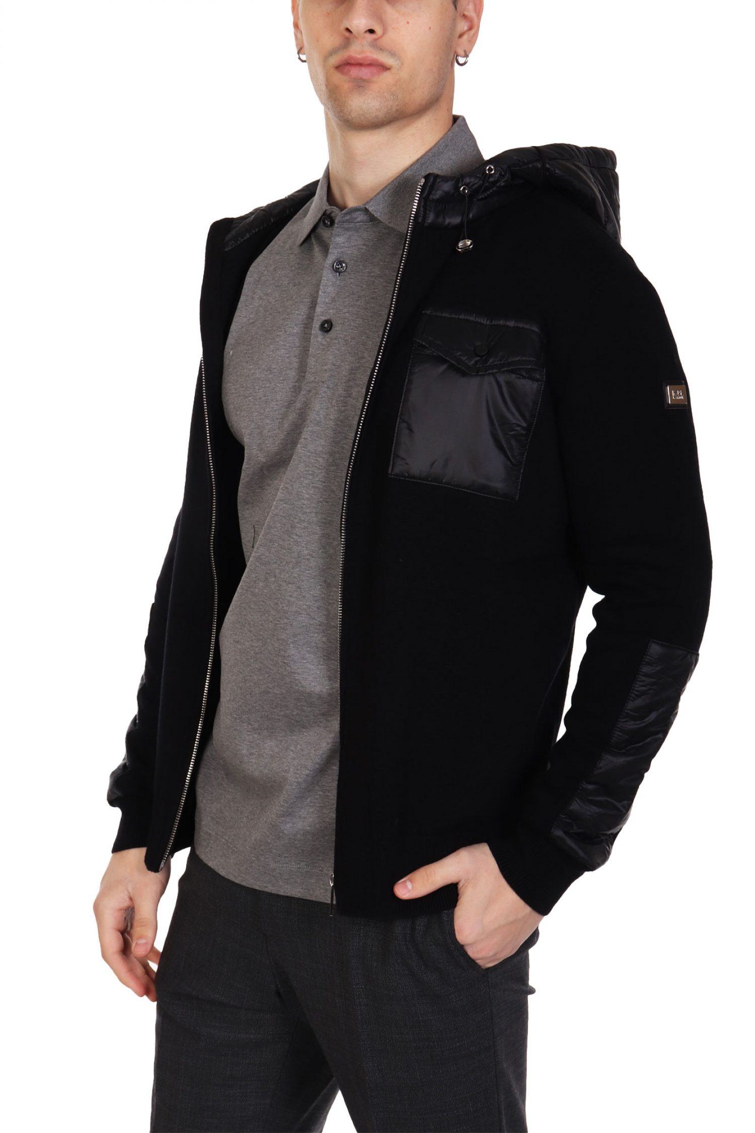 KARL LAGERFELD ΠΛΕΚΤΟ ZIPHOOD LOGO POCKET ΜΑΥΡΟ φωτογραφία