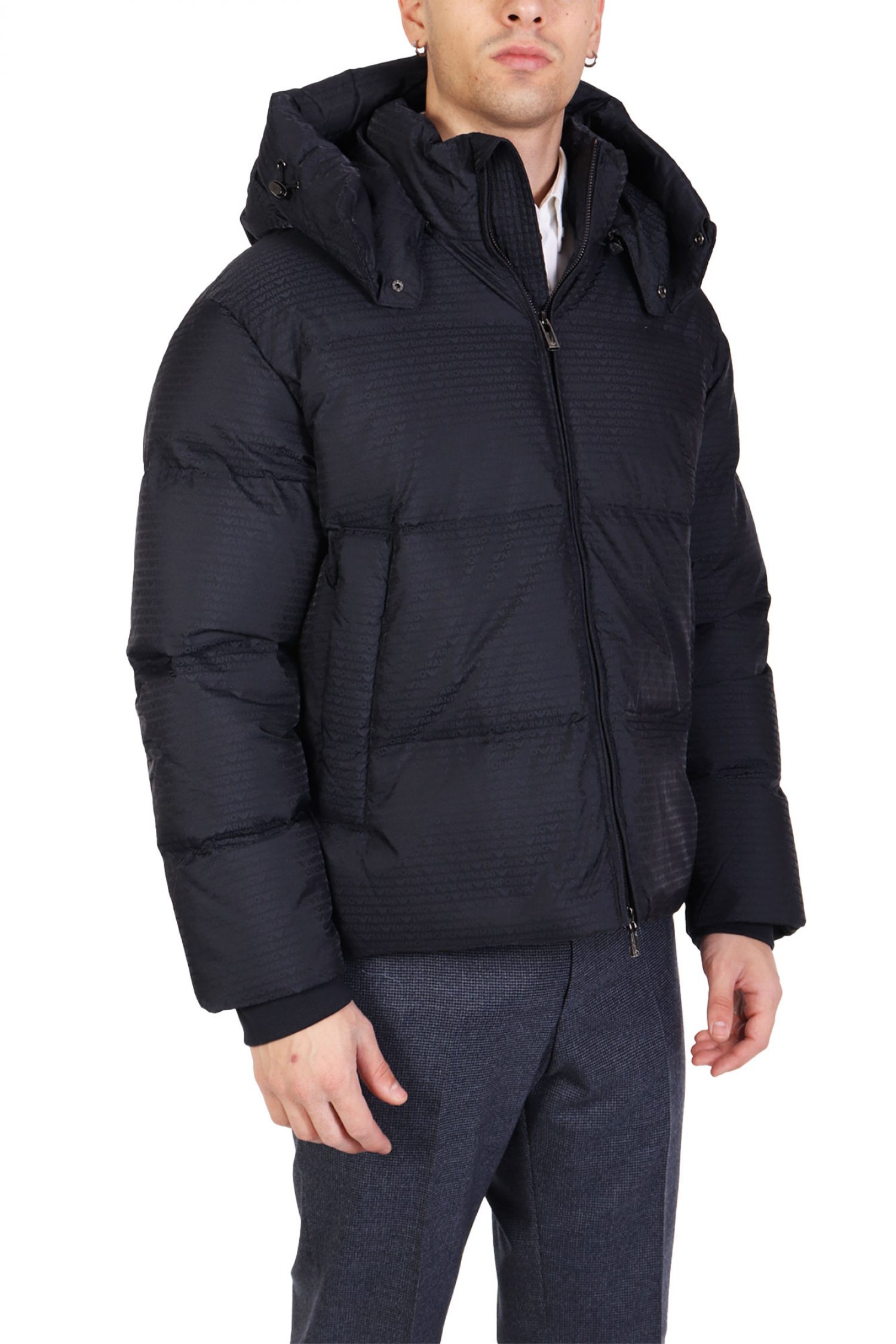 EMPORIO ARMANI ΜΠΟΥΦΑΝ PUFFER HOODIE LOGO ΜΠΛΕ φωτογραφία