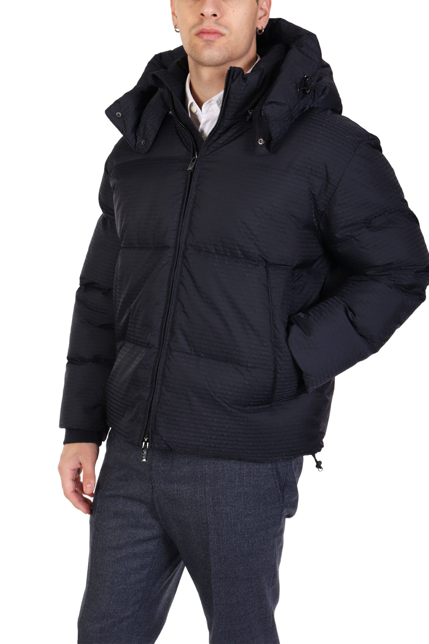 EMPORIO ARMANI ΜΠΟΥΦΑΝ PUFFER HOODIE LOGO ΜΠΛΕ φωτογραφία