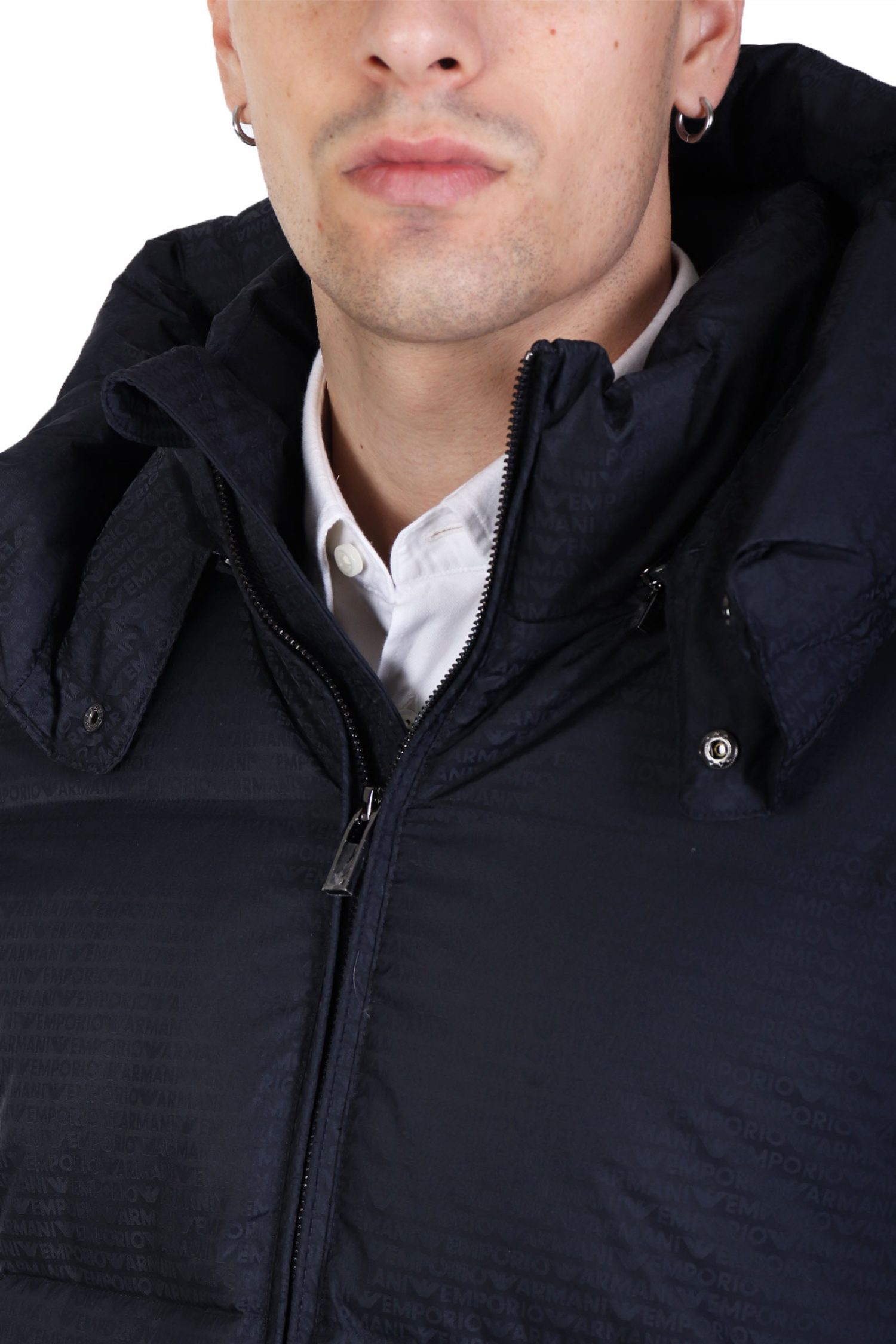 EMPORIO ARMANI ΜΠΟΥΦΑΝ PUFFER HOODIE LOGO ΜΠΛΕ φωτογραφία