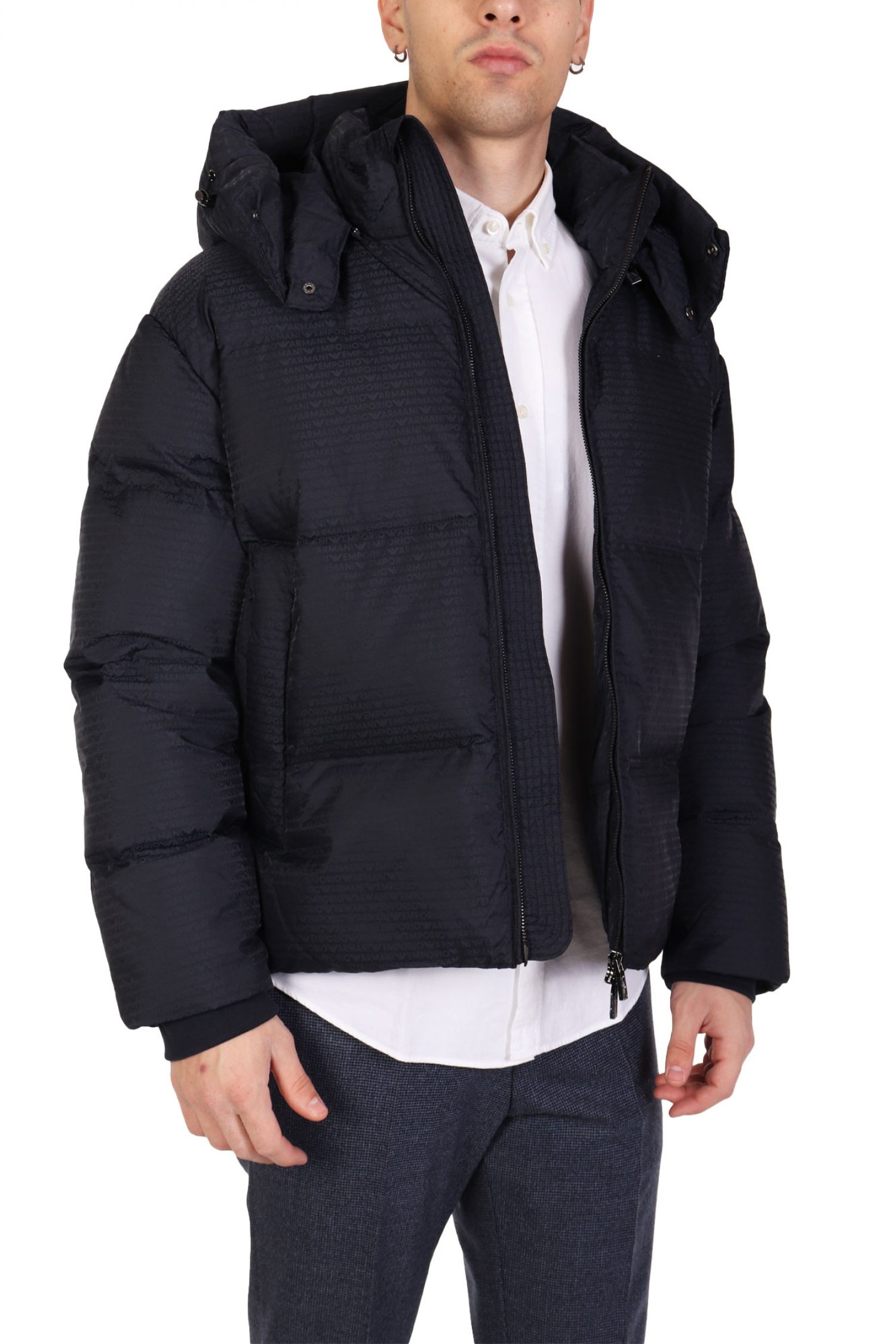 EMPORIO ARMANI ΜΠΟΥΦΑΝ PUFFER HOODIE LOGO ΜΠΛΕ φωτογραφία
