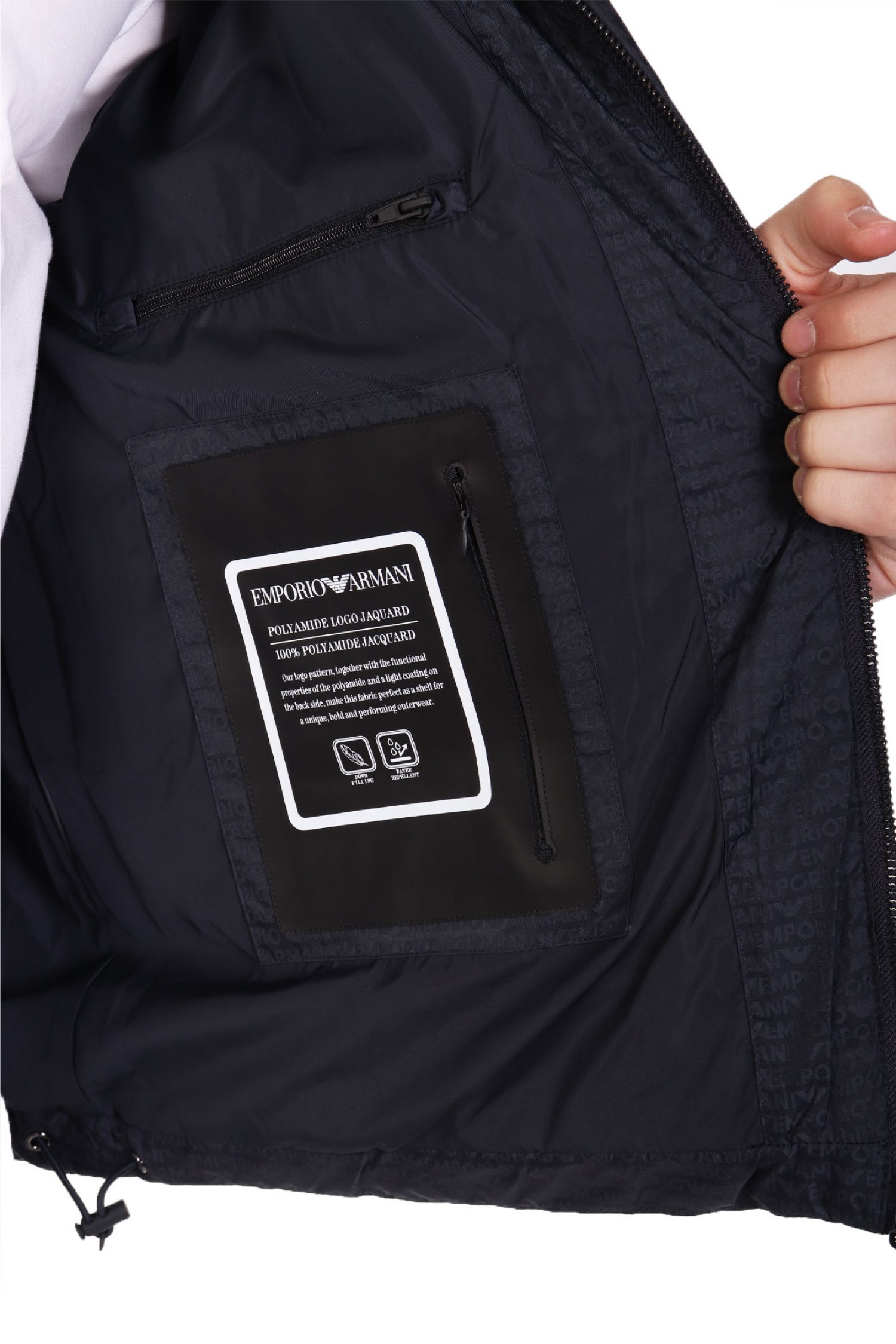 EMPORIO ARMANI ΜΠΟΥΦΑΝ PUFFER HOODIE LOGO ΜΠΛΕ φωτογραφία