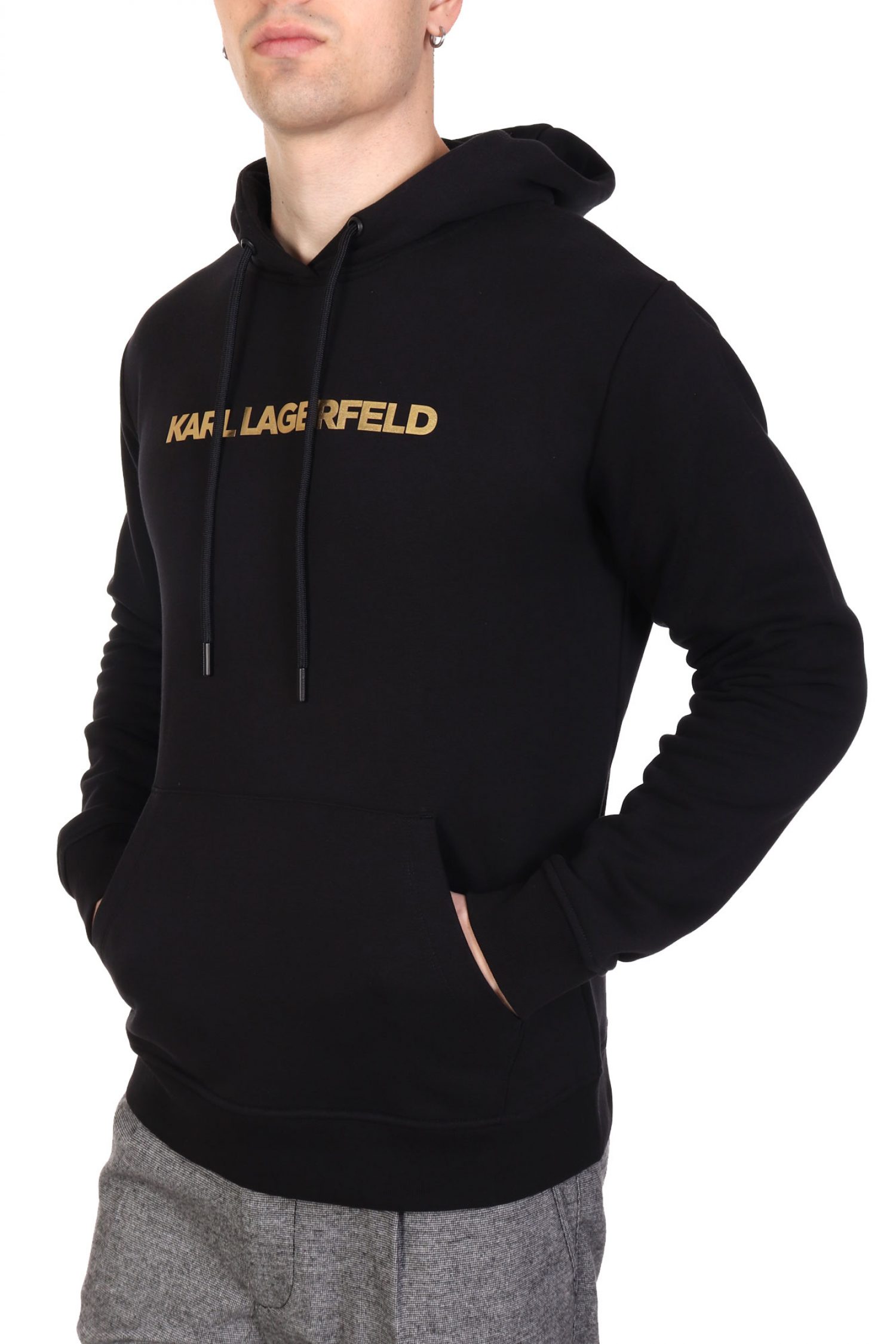 KARL LAGERFELD ΦΟΥΤΕΡ HOODIE GOLD LOGO ΜΑΥΡΟ