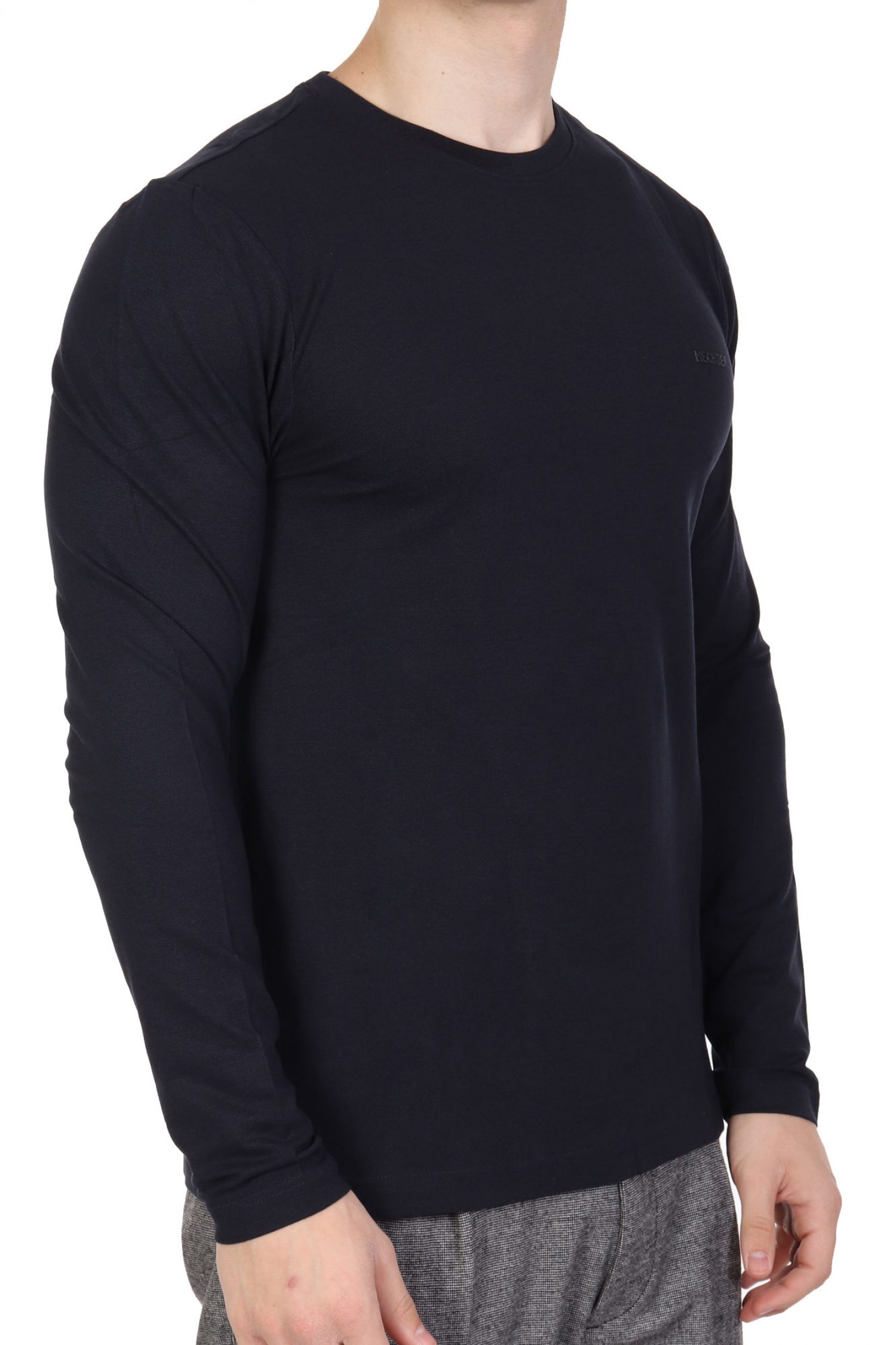 HECHTER T-SHIRT JERSEY LS LOGO ΜΠΛΕ ΣΚΟΥΡΟ