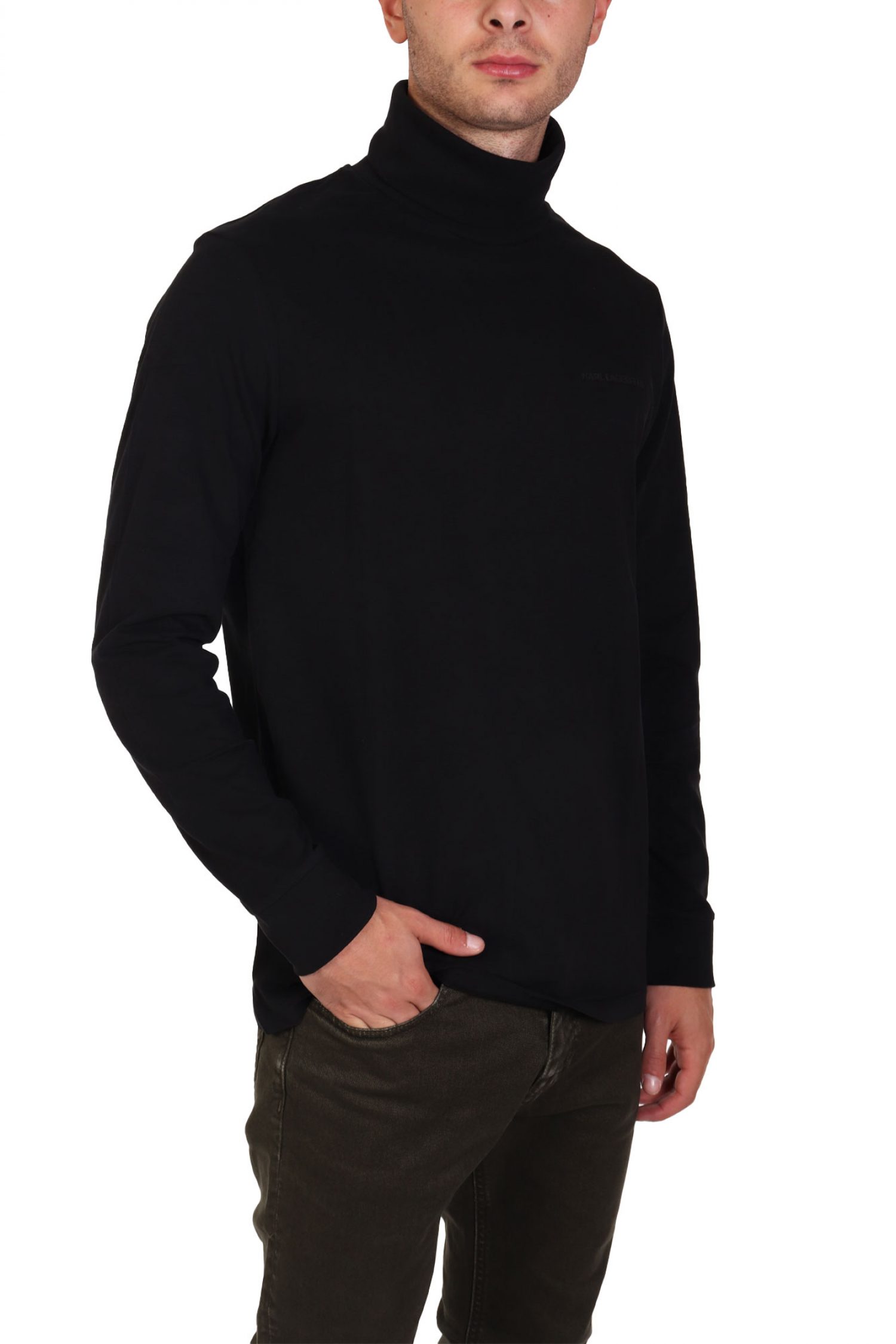KARL LAGERFELD T-SHIRT ROLLNECK LOGO ΜΑΥΡΟ φωτογραφία