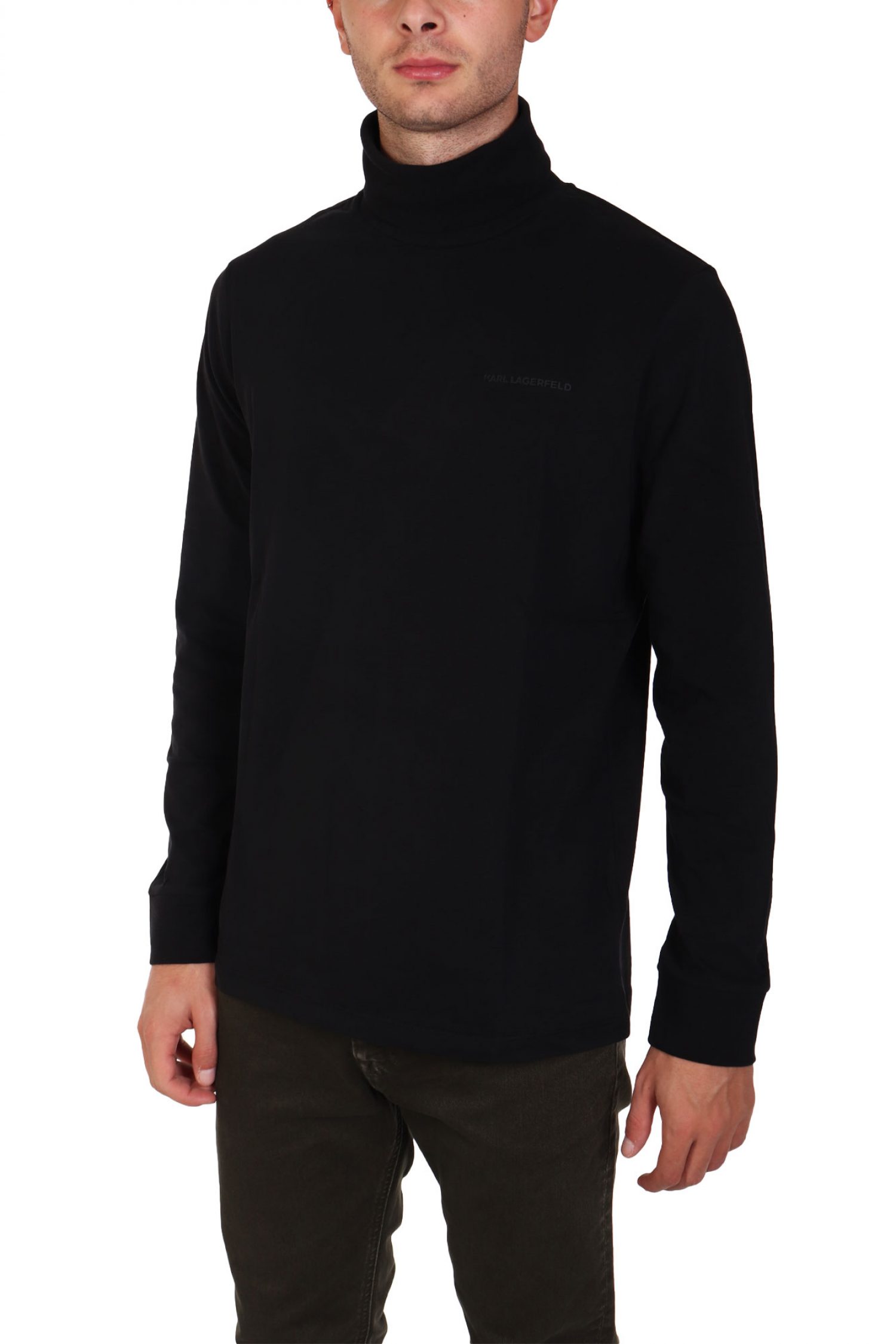 KARL LAGERFELD T-SHIRT ROLLNECK LOGO ΜΑΥΡΟ φωτογραφία