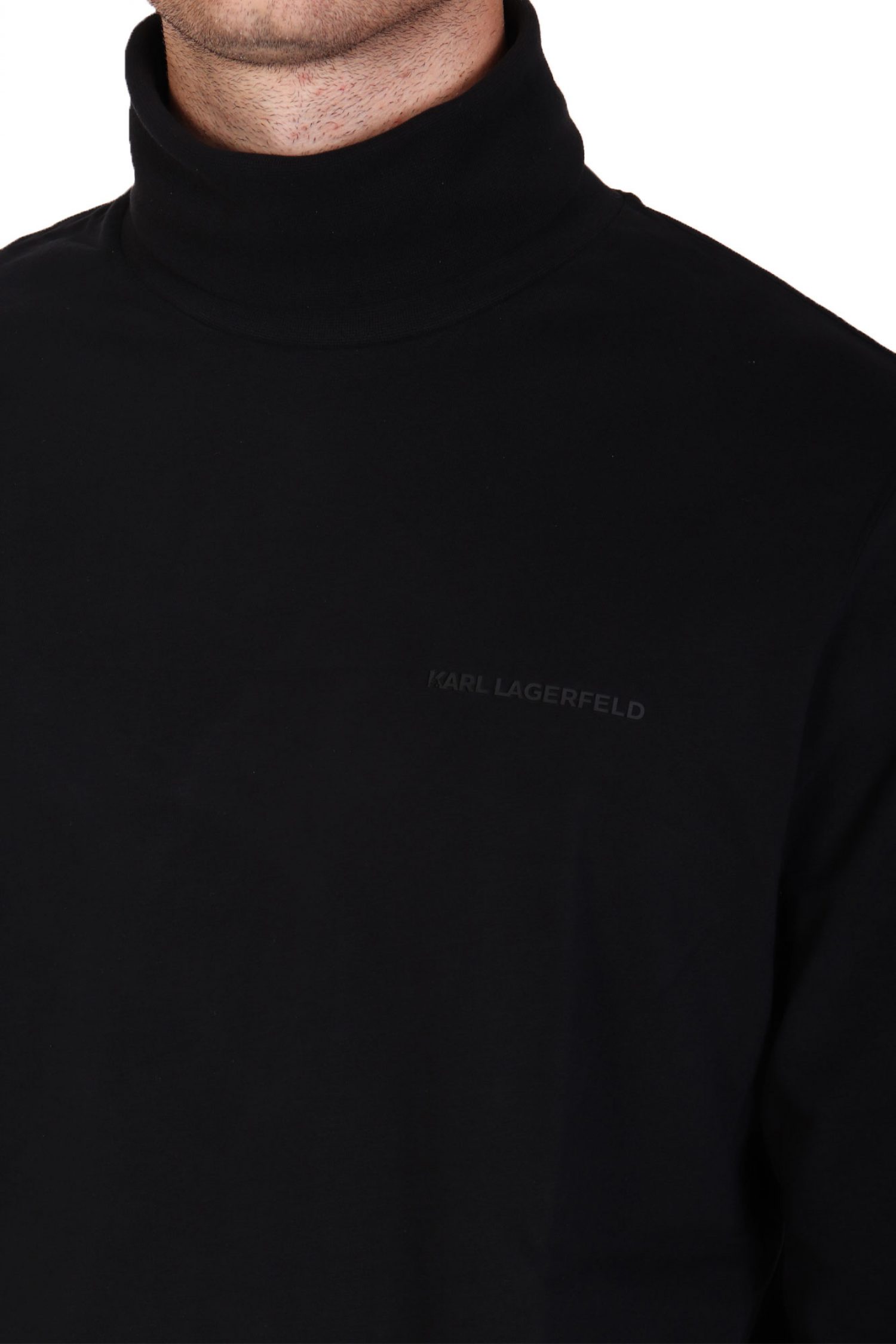 KARL LAGERFELD T-SHIRT ROLLNECK LOGO ΜΑΥΡΟ φωτογραφία
