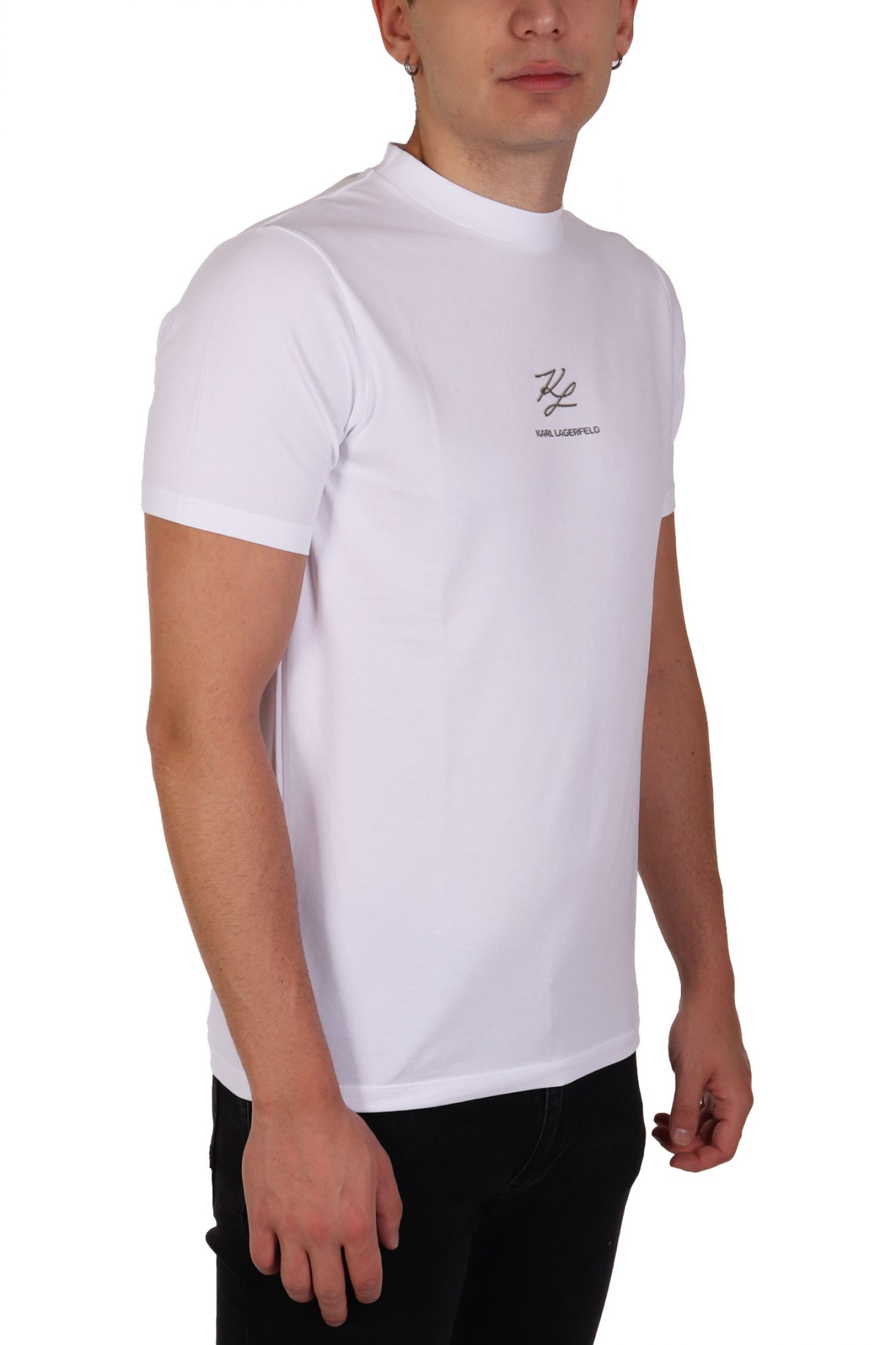 KARL LAGERFELD T-SHIRT SILVER LOGO ΛΕΥΚΟ φωτογραφία
