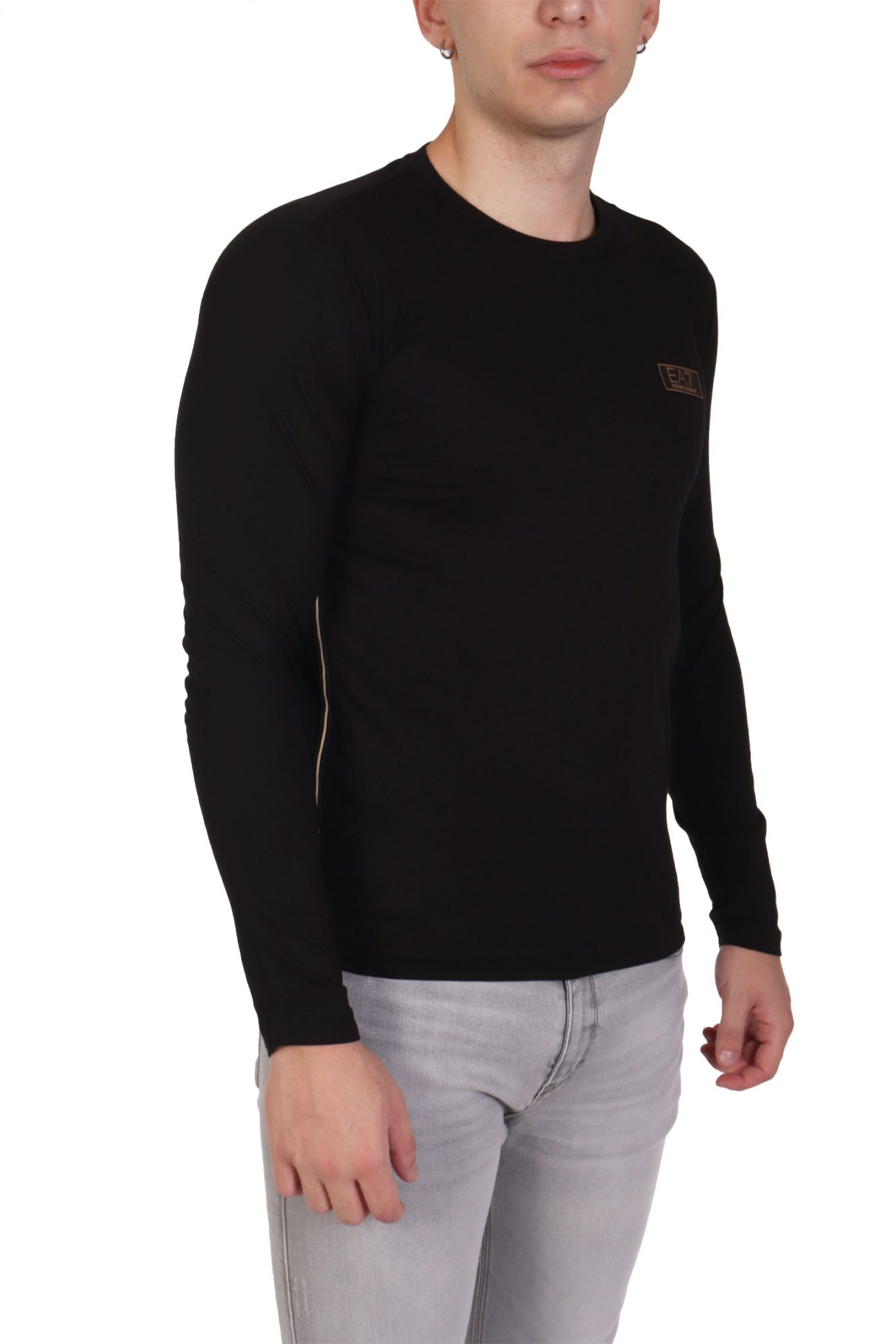 ARMANI 7 T-SHIRT GOLD LOGO ΜΑΥΡΟ