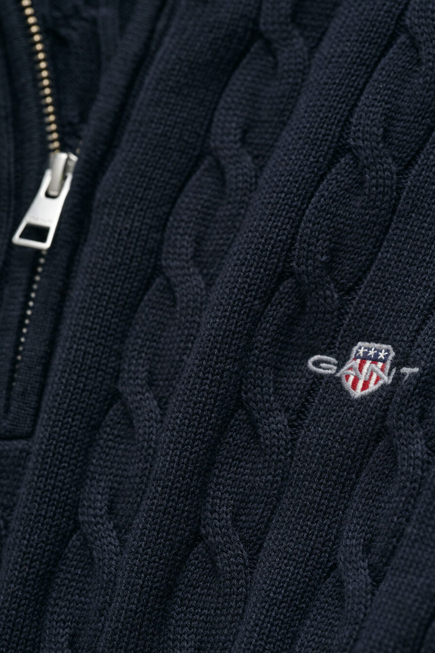 GANT ΠΛΕΚΤΟ HALF ZIP COTTON CABLE ΜΠΛΕ