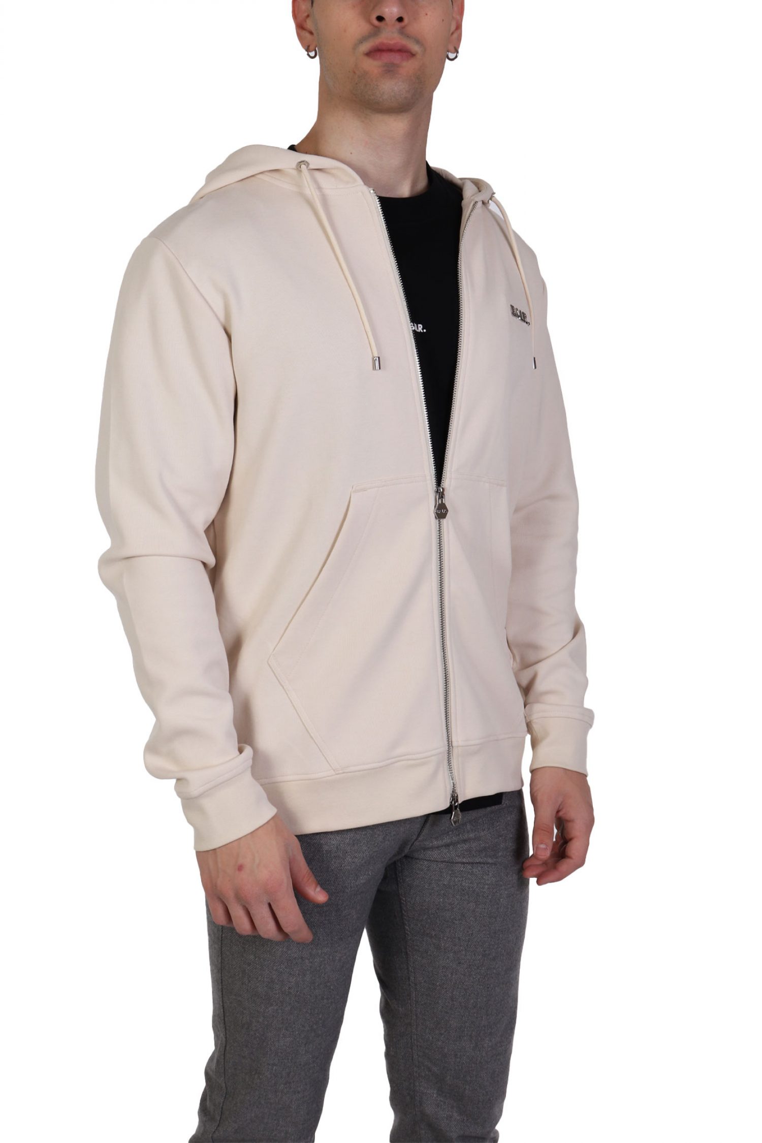 BALR. Q-SERIES ΦΟΥΤΕΡ ZIPHOOD REGULAR FIT ΜΕΤΑΛΛΙΚΟ LOGO ΕΚΡΟΥ