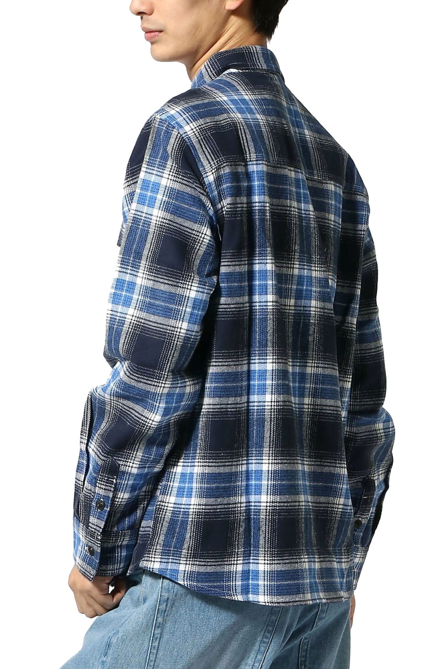 GUESS JEANS ΠΟΥΚΑΜΙΣΟ ΚΑΡΩ FLANNEL LS REG POCKETS CLASSIC FIT ΜΠΛΕ φωτογραφία