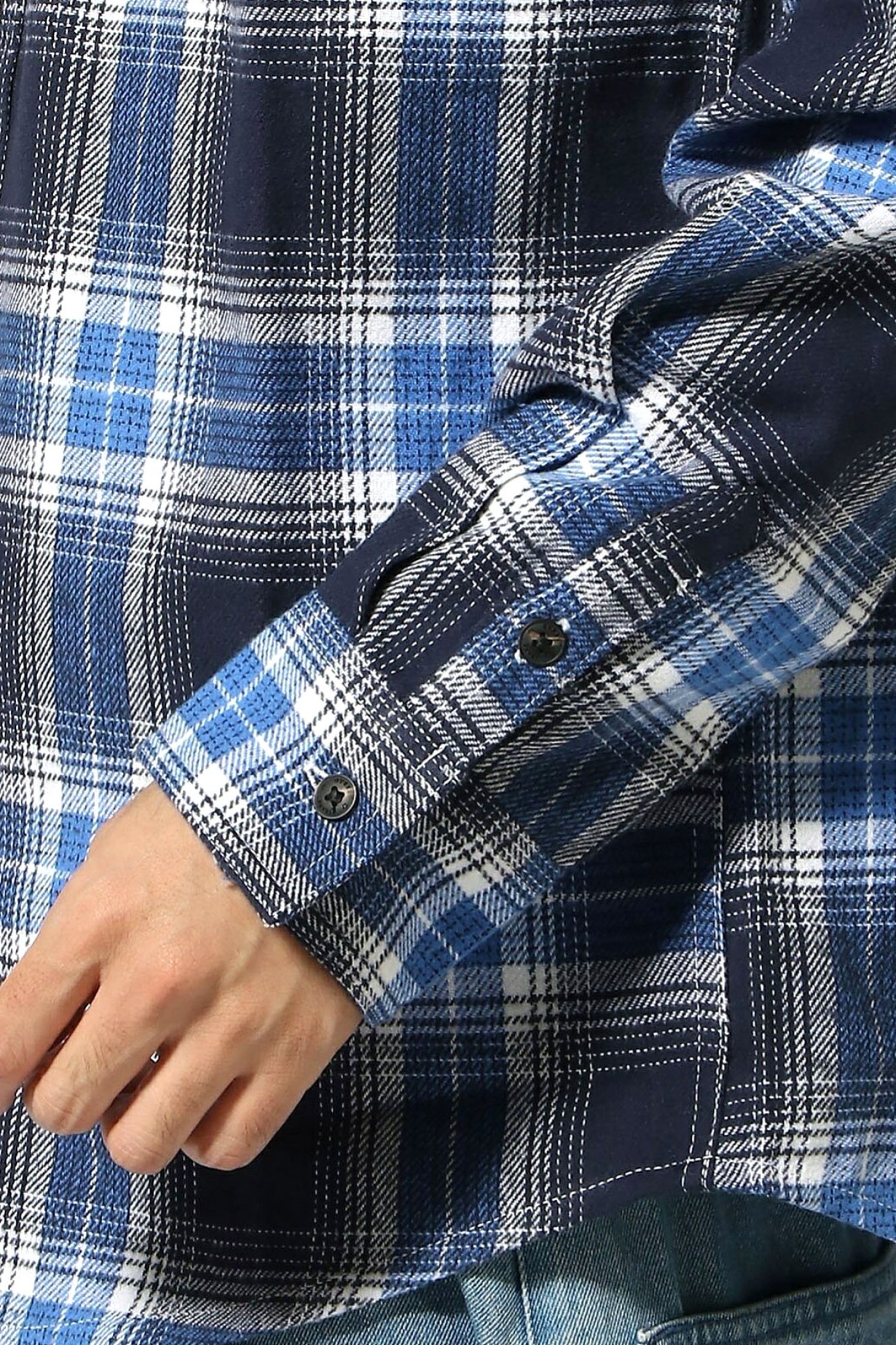 GUESS JEANS ΠΟΥΚΑΜΙΣΟ ΚΑΡΩ FLANNEL LS REG POCKETS CLASSIC FIT ΜΠΛΕ φωτογραφία