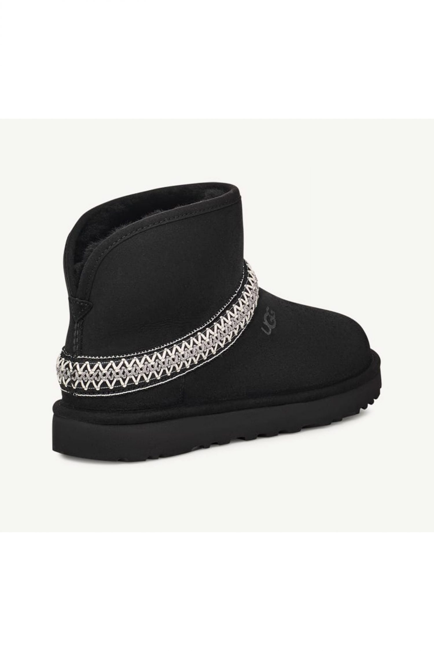 UGG ΠΑΠΟΥΤΣΙΑ ΜΠΟΤΑΚΙΑ W CLASSIC MINI CRESCENT LOGO ΜΑΥΡΟ