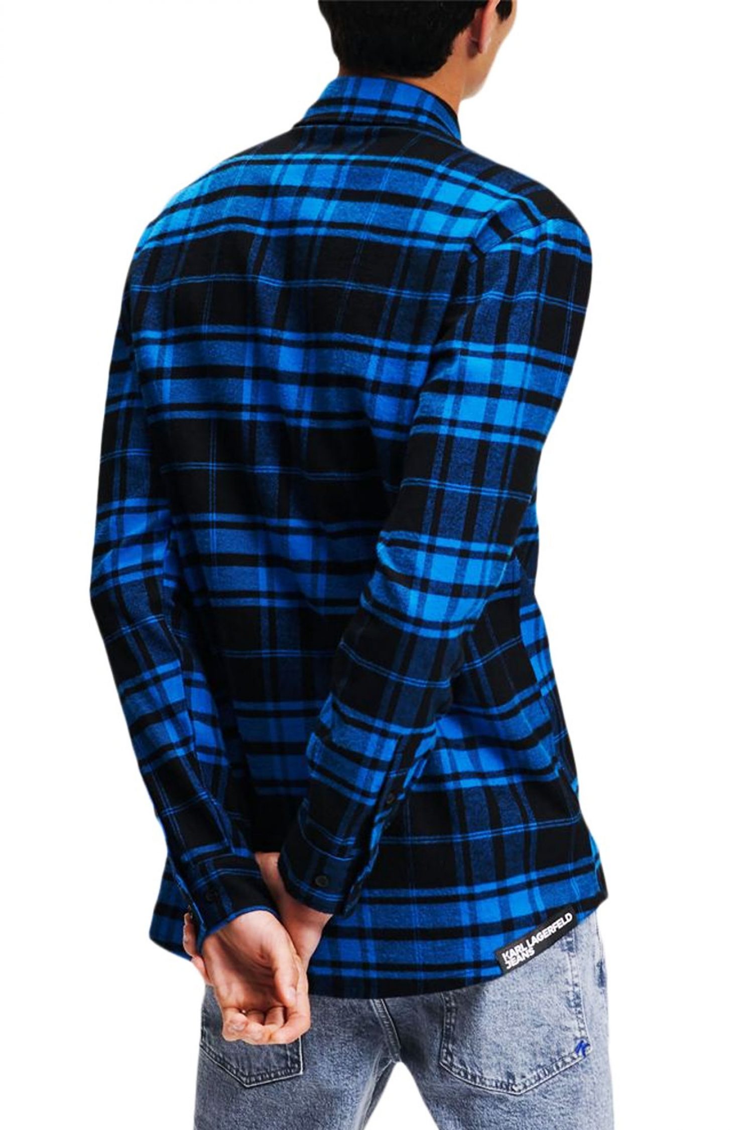 KARL LAGERFELD JEANS ΠΟΥΚΑΜΙΣΟ ΚΑΡΩ REGULAR CHECK SHIRT ΜΠΛΕ