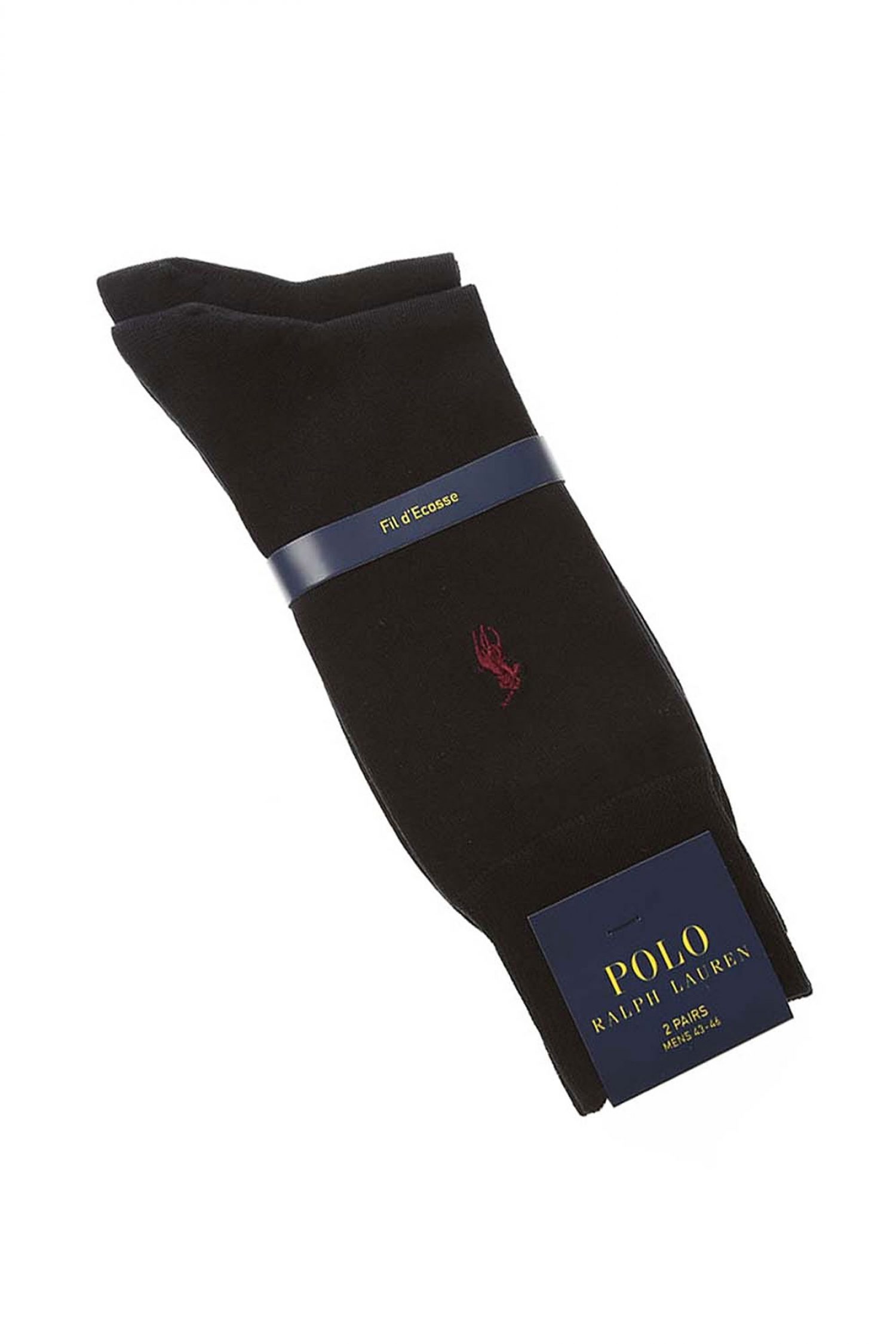 RALPH LAUREN ΚΑΛΤΣΕΣ 2 PAIRS LOGO FIL D'ECOSSE ΜΑΥΡΟ