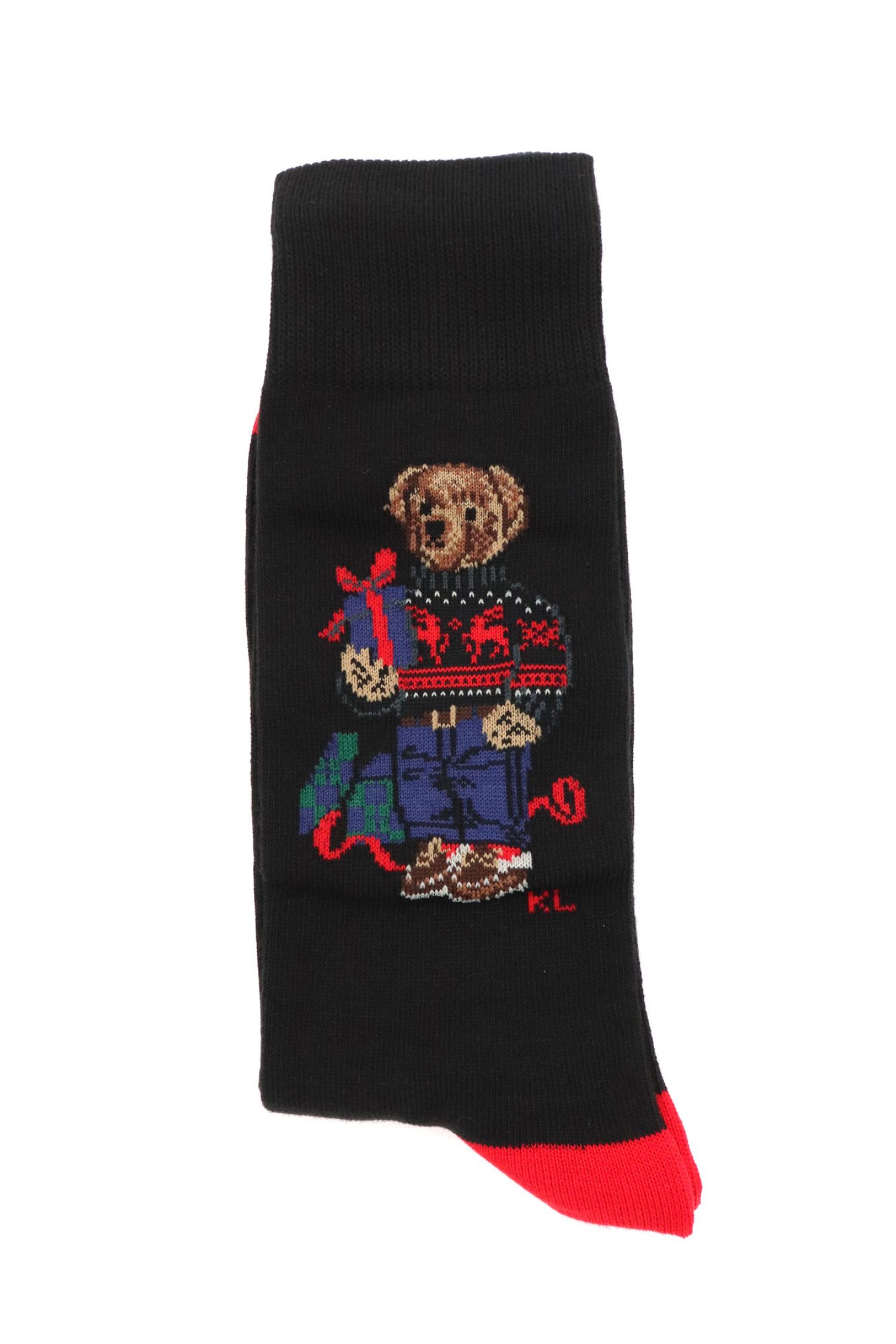 RALPH LAUREN ΚΑΛΤΣΕΣ 3PAIRS LOGO BEAR ΜΑΥΡΟ-ΠΡΑΣΙΝΟ φωτογραφία