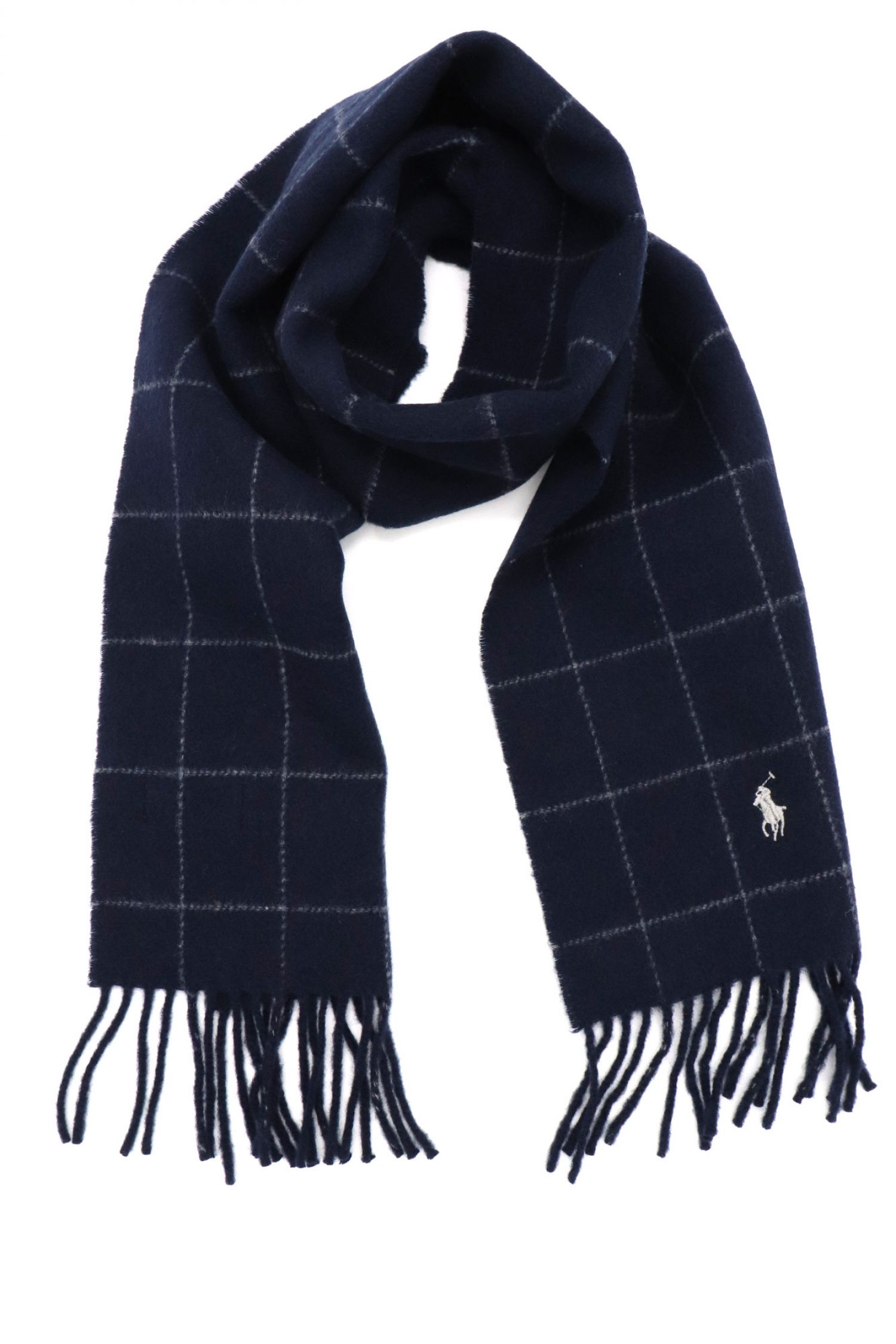 RALPH LAUREN ΚΑΣΚΩΛ ΚΑΡΩ LOGO ΜΠΛΕ φωτογραφία